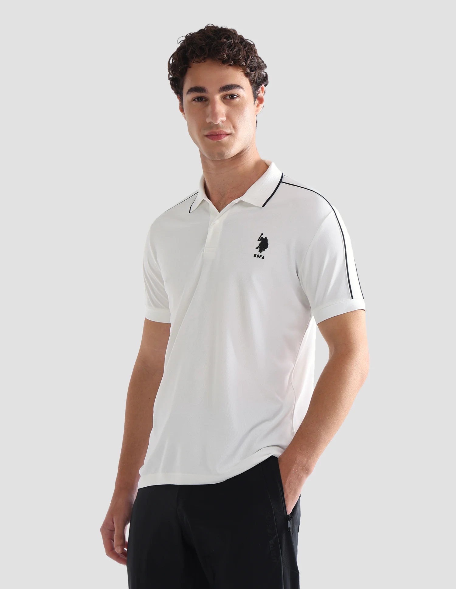 Solid Slim Fit Active Polo Shirt - Image 4