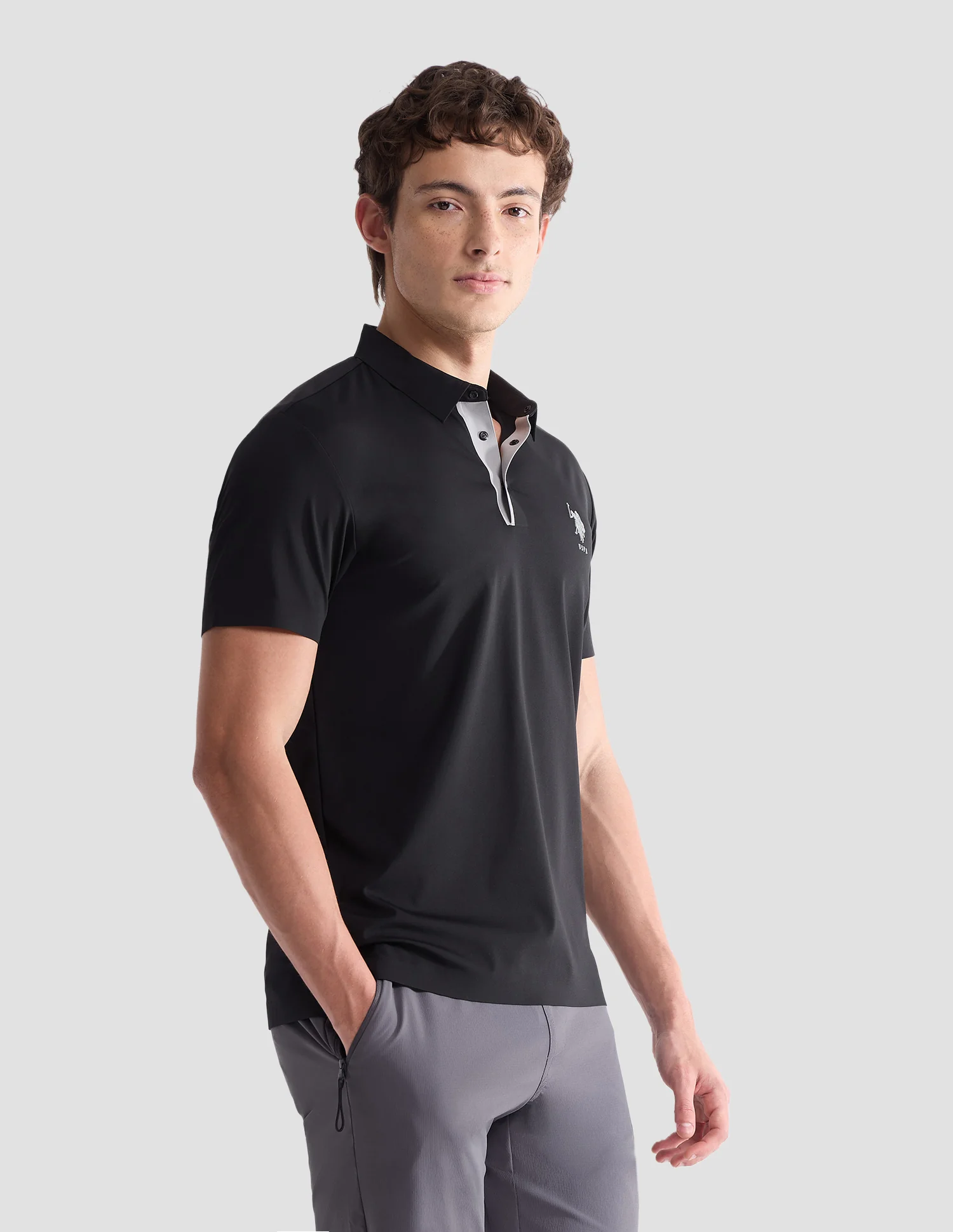 Solid Slim Fit Active Polo Shirt - Image 4