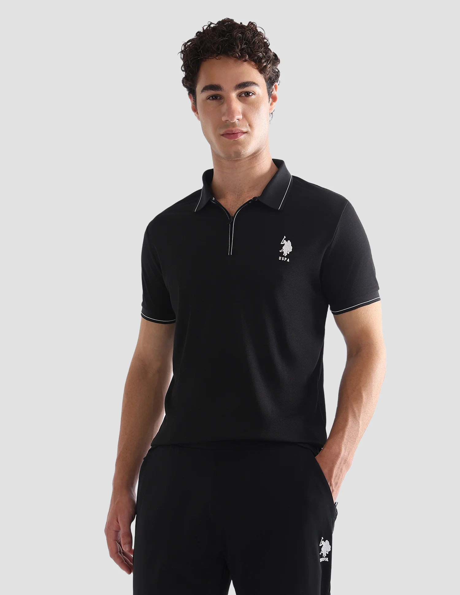 Solid Slim Fit Active Polo Shirt