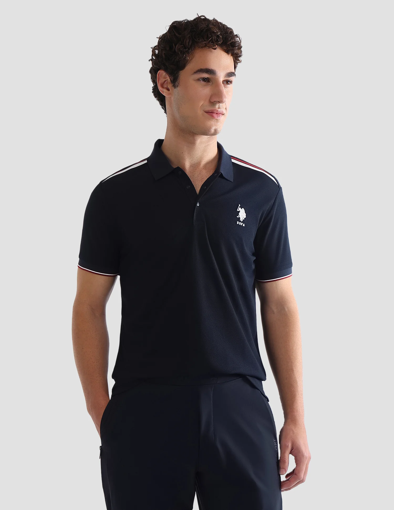Solid Slim Fit Active Polo Shirt