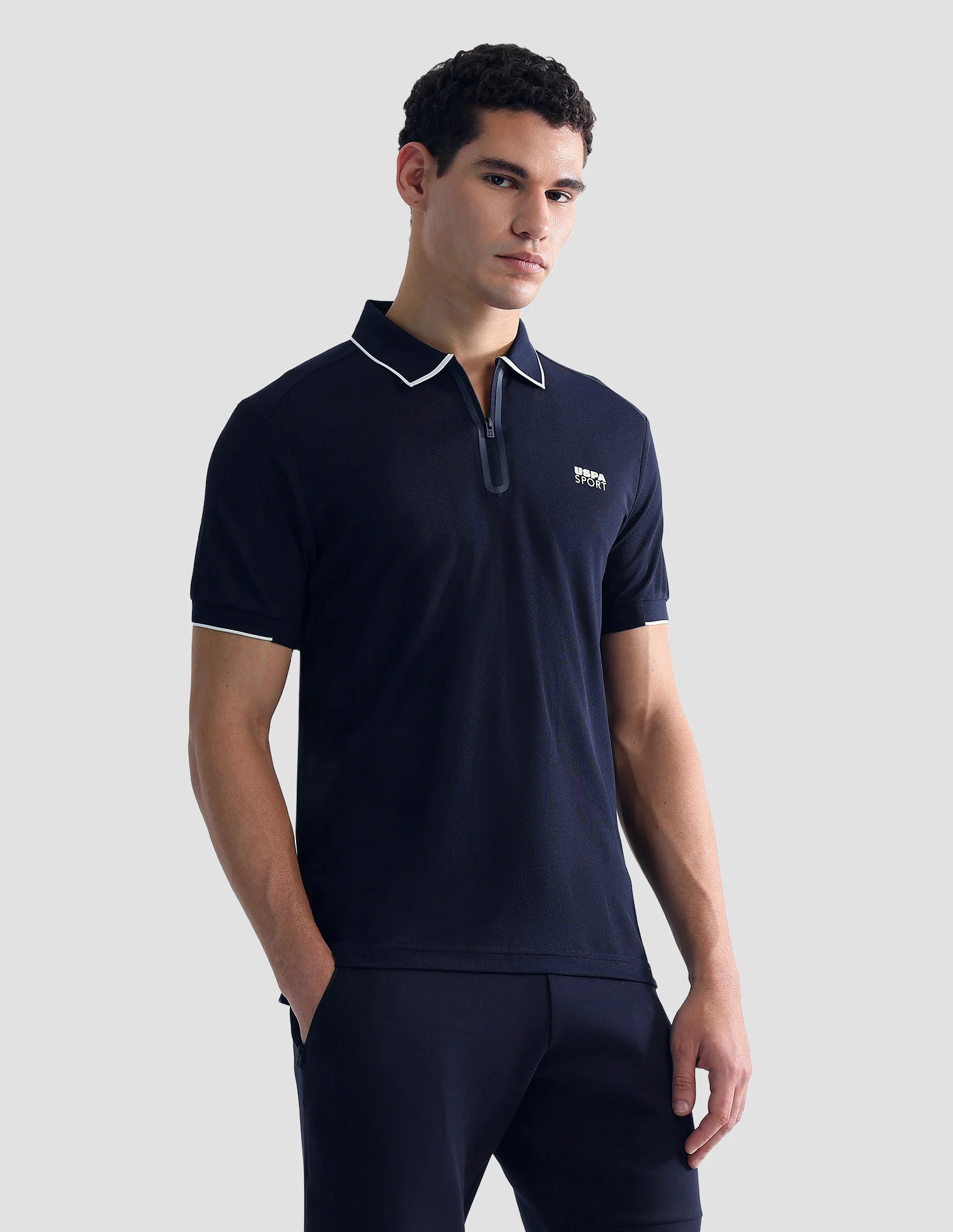 Solid Slim Fit Active Polo Shirt - Image 4