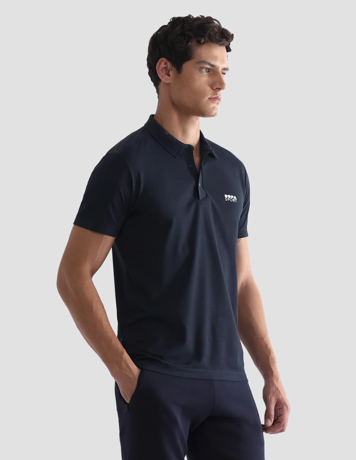 Solid Slim Fit Active Polo Shirt - Image 4