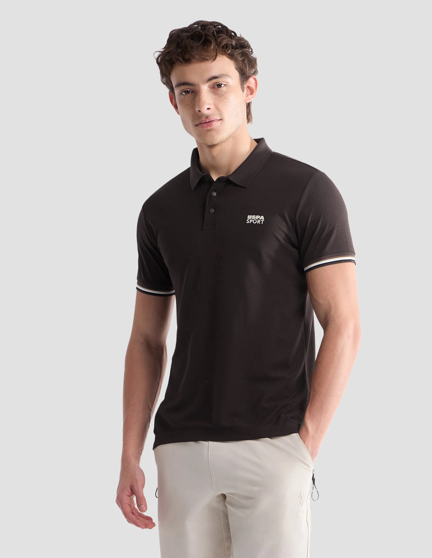Solid Slim Fit Active Polo Shirt - Image 4