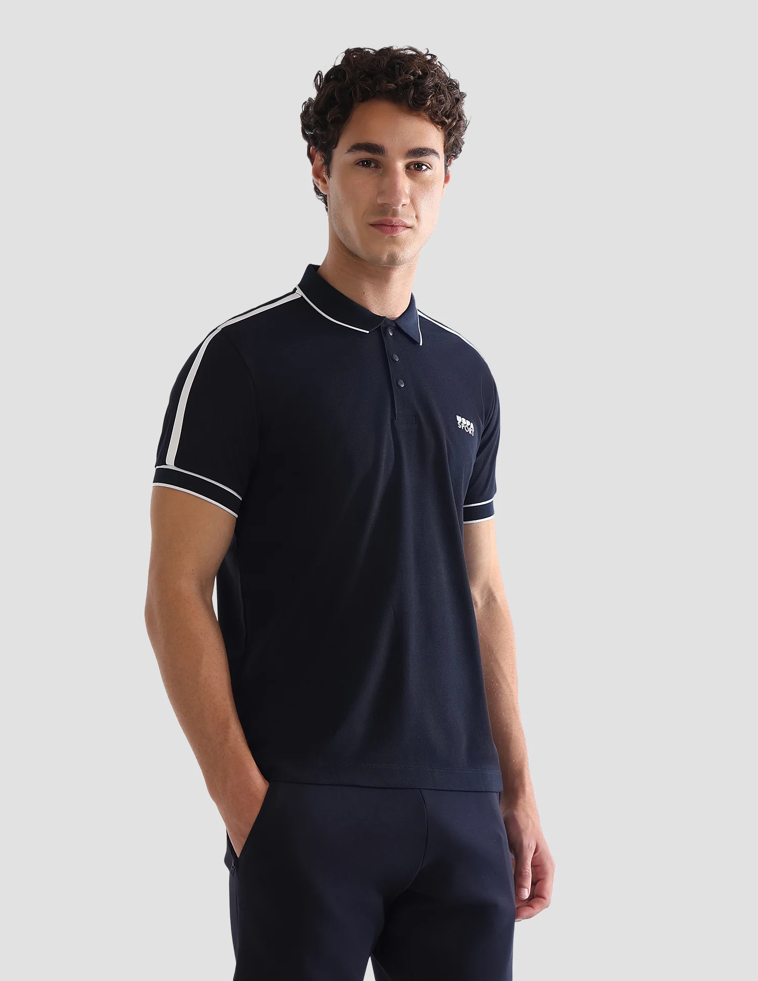 Solid Slim Fit Active Polo Shirt - Image 4