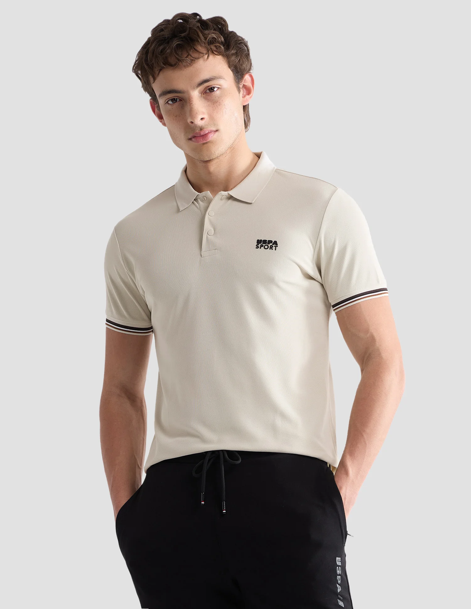 Solid Slim Fit Active Polo Shirt