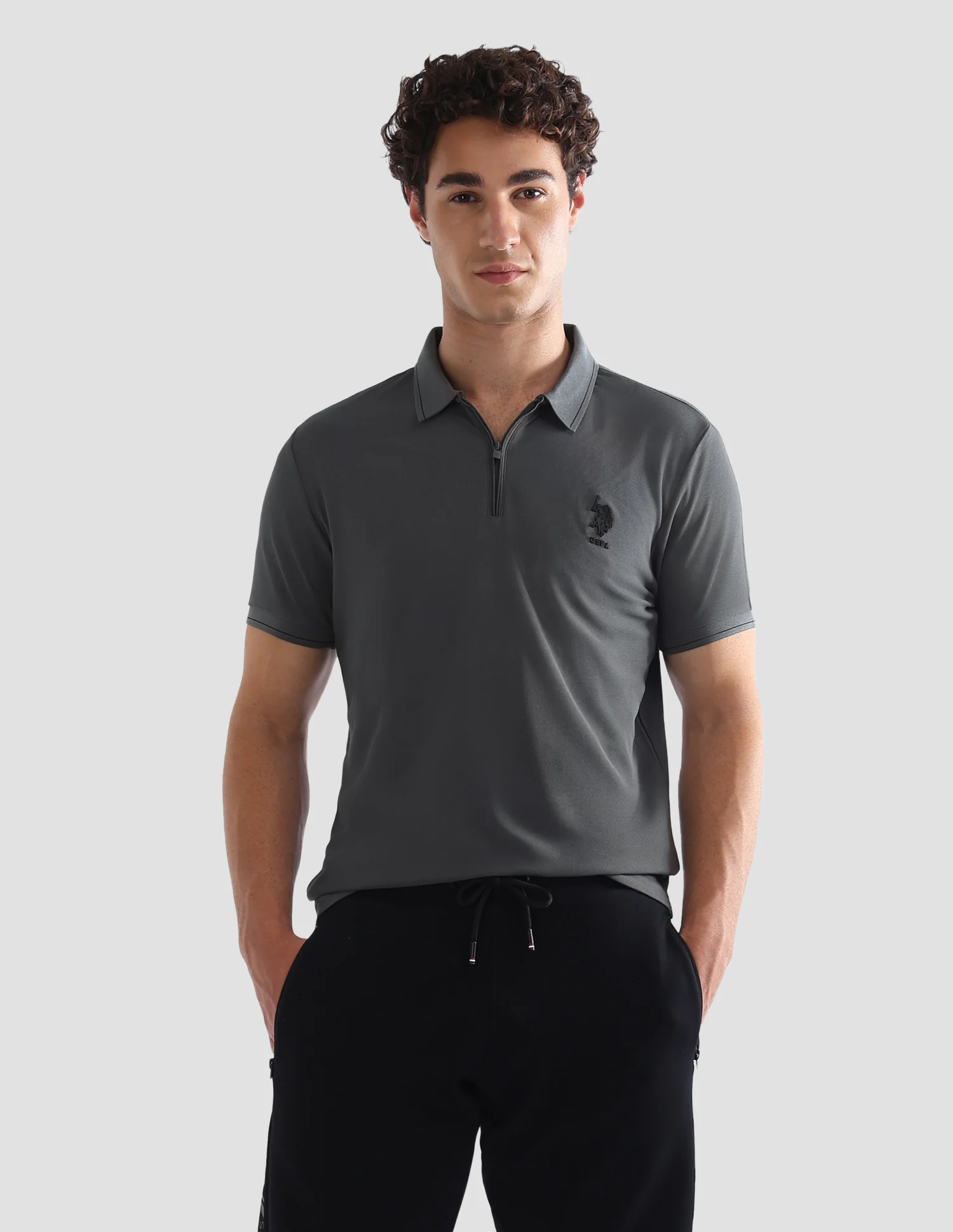 Solid Slim Fit Active Polo Shirt