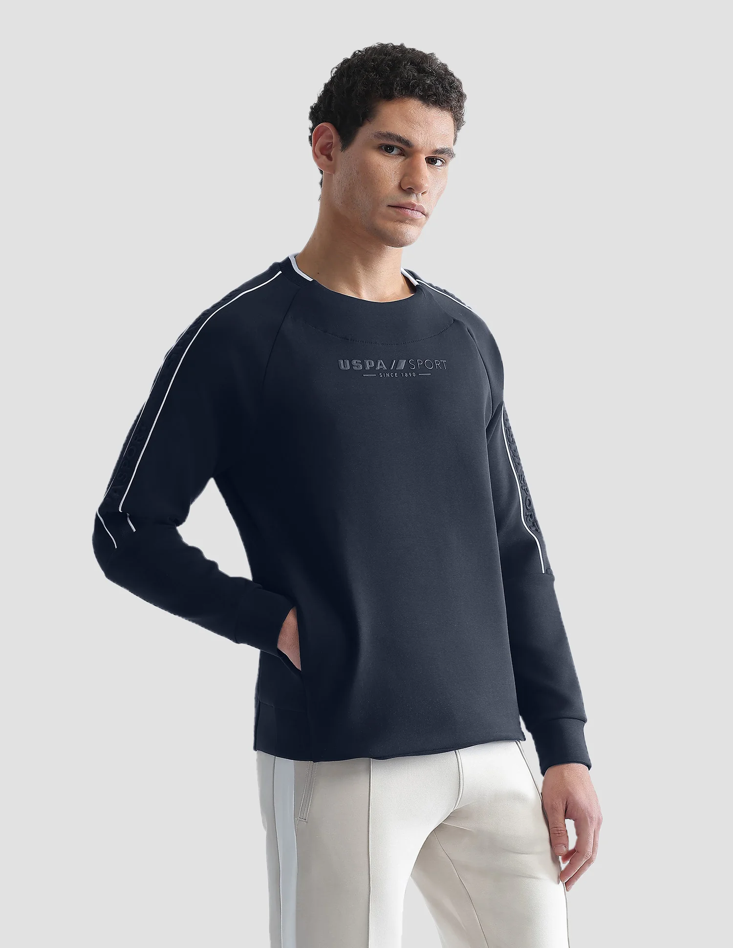 Solid Slim Fit Active Sweatshirt - Image 4