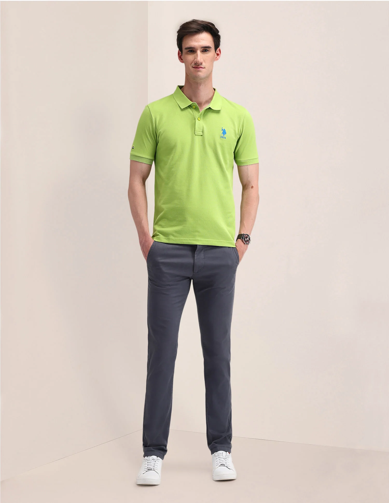 Solid Slim Fit Cotton Polo Shirt - Image 3