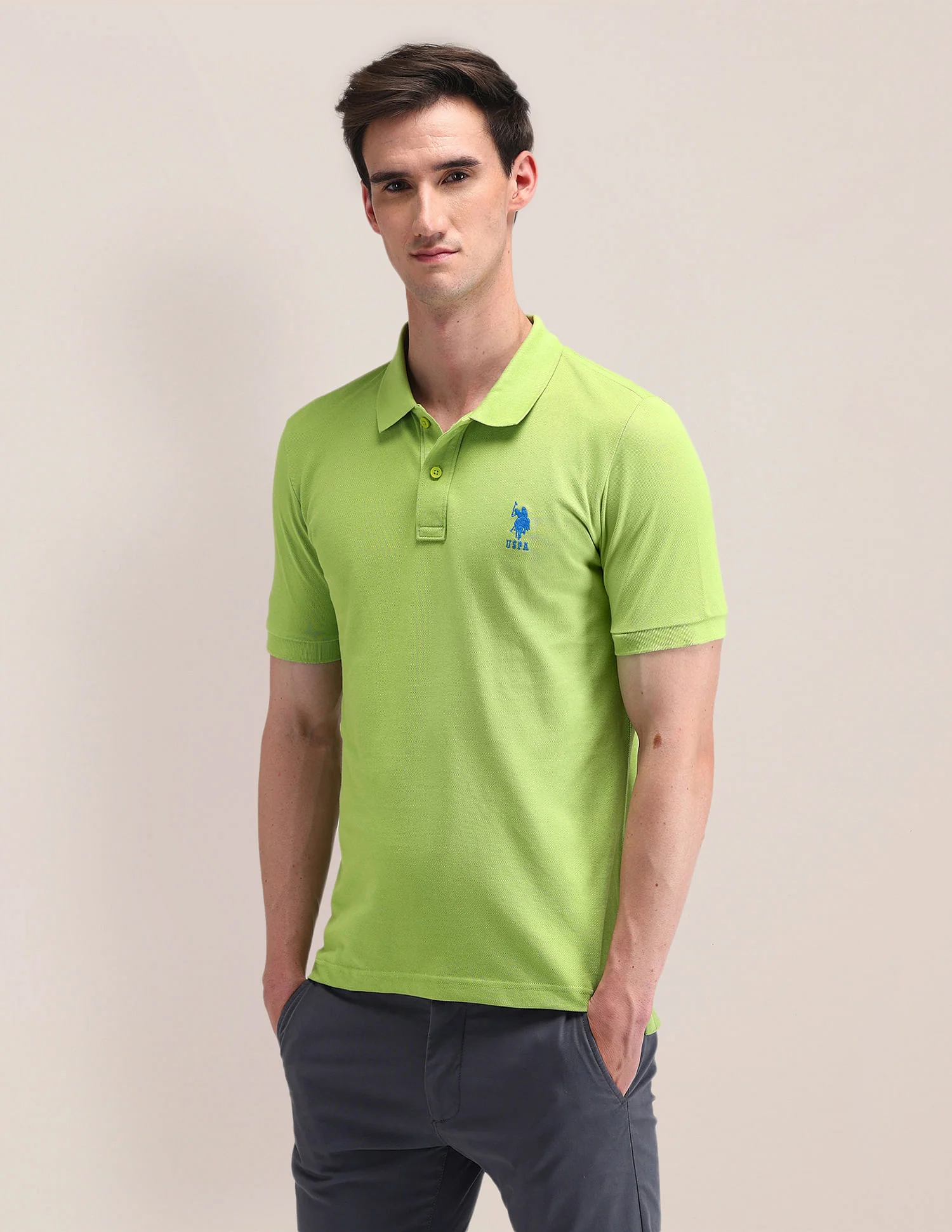 Solid Slim Fit Cotton Polo Shirt - Image 4