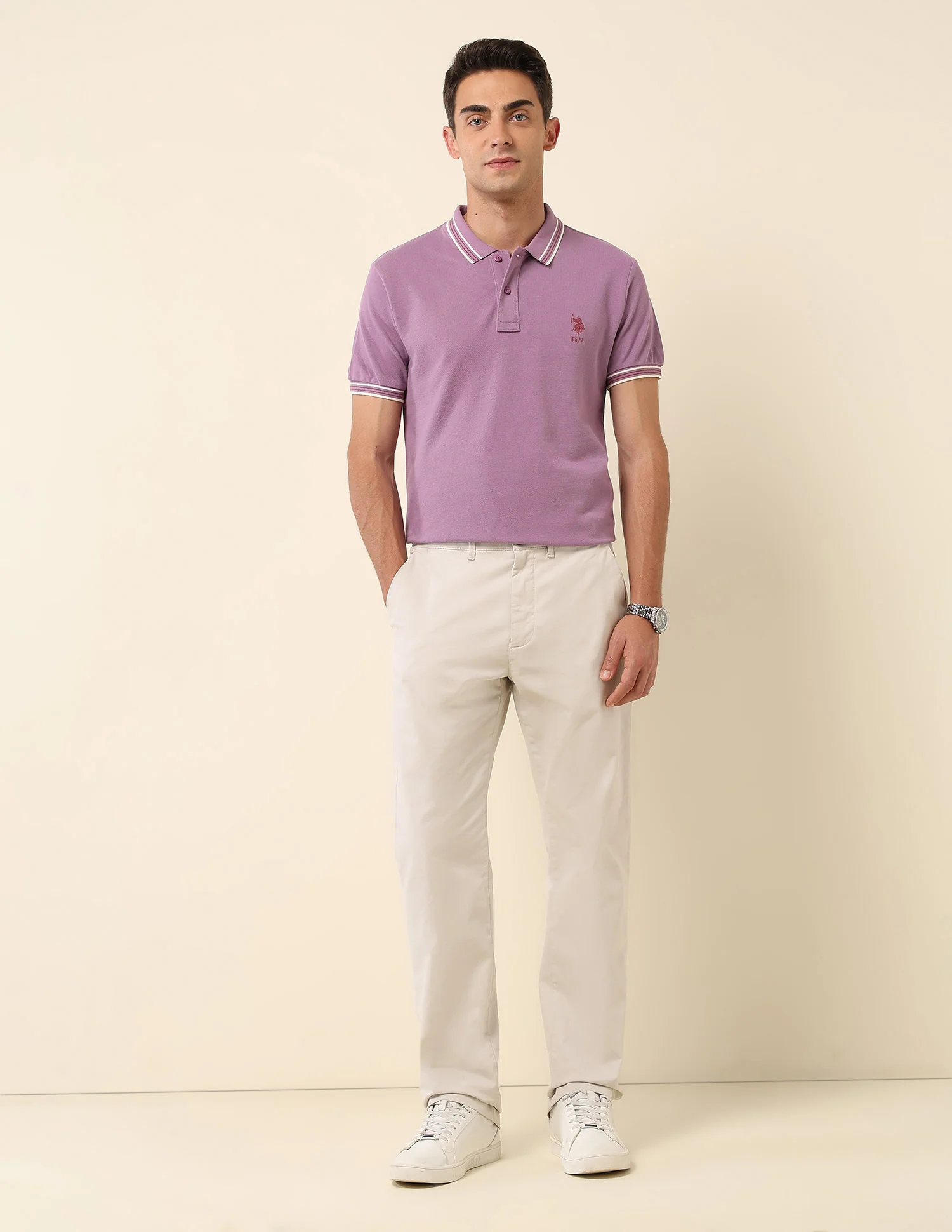 Solid Slim Fit Polo Shirt - Image 3