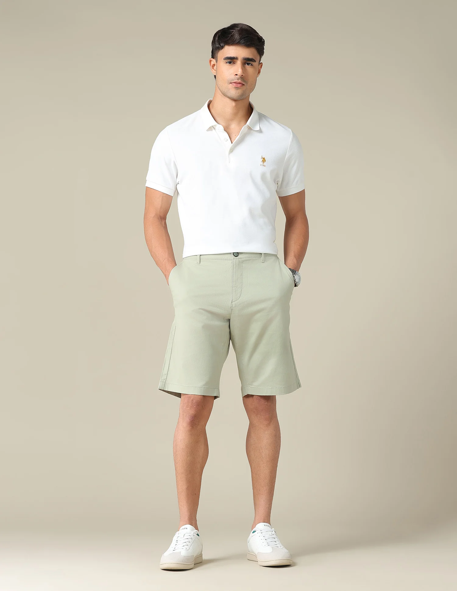 Solid Slim Fit Shorts - Image 3