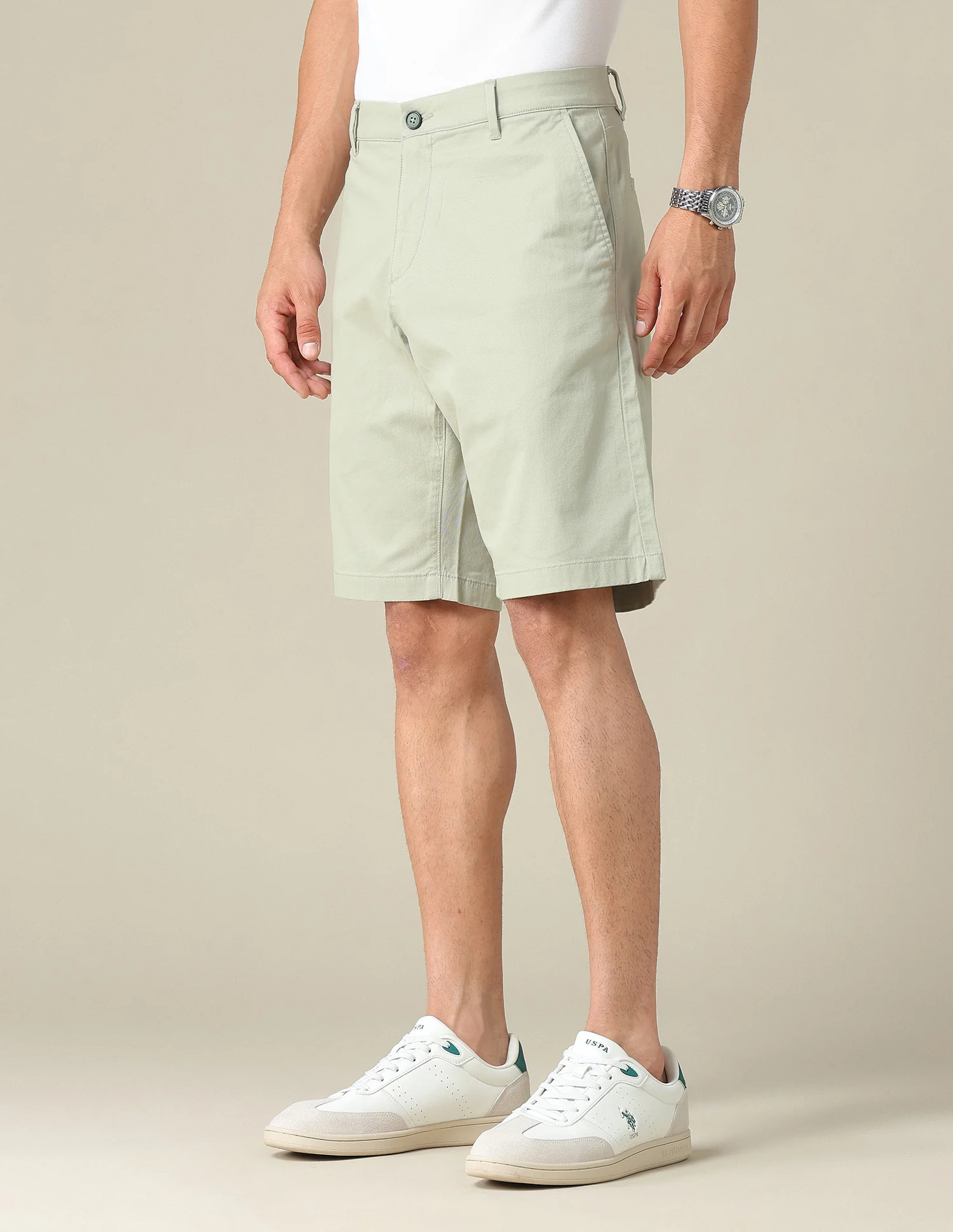 Solid Slim Fit Shorts - Image 4