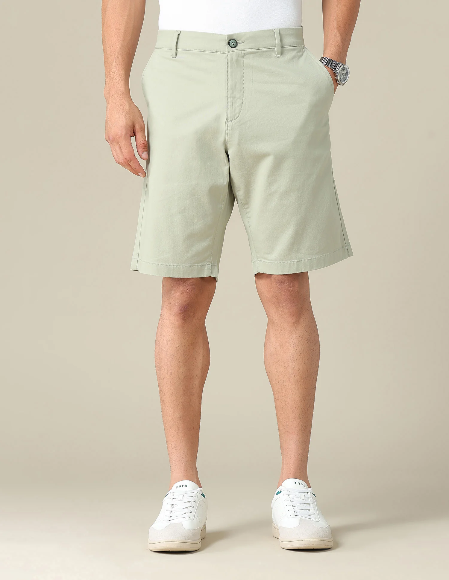 Solid Slim Fit Shorts - Image 6