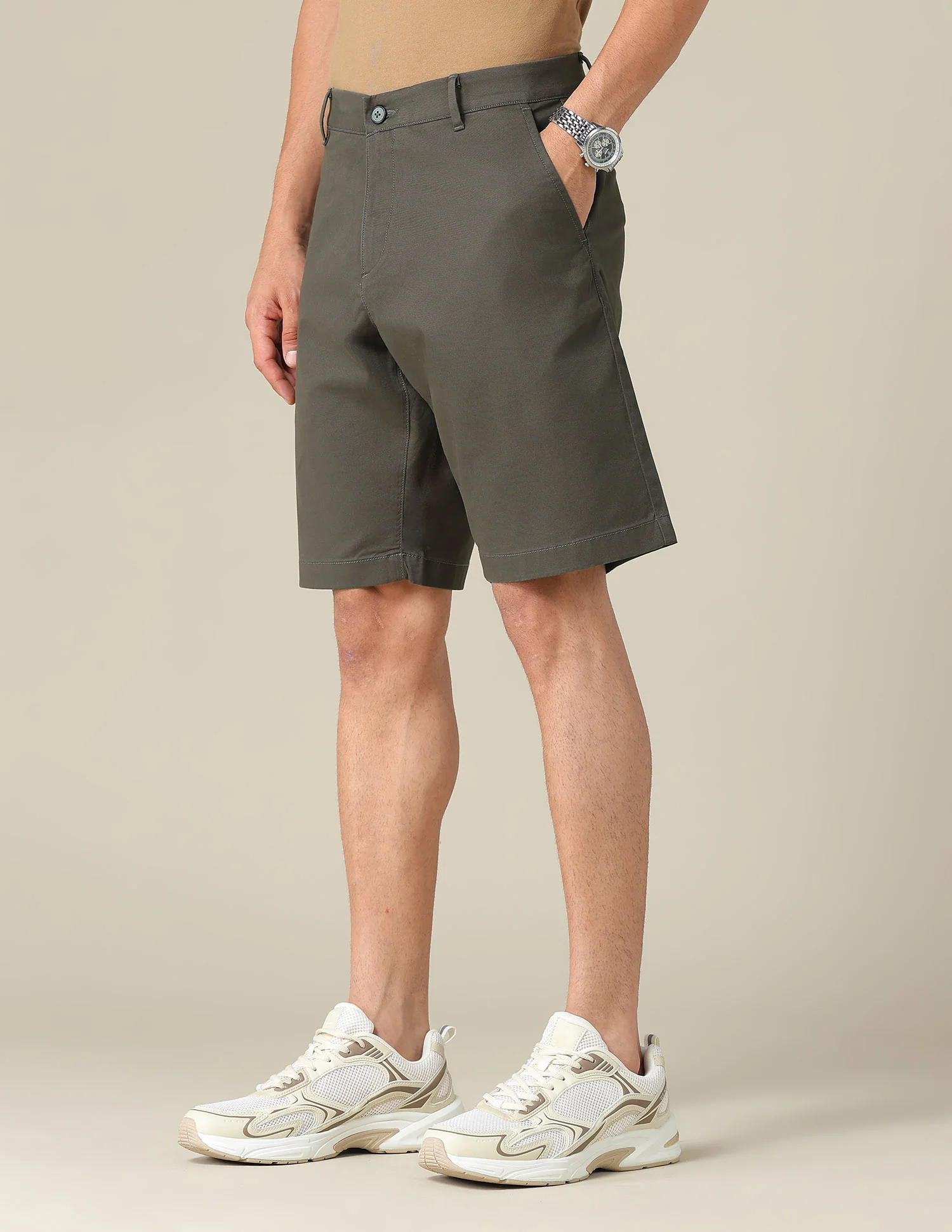 Solid Slim Fit Shorts - Image 4