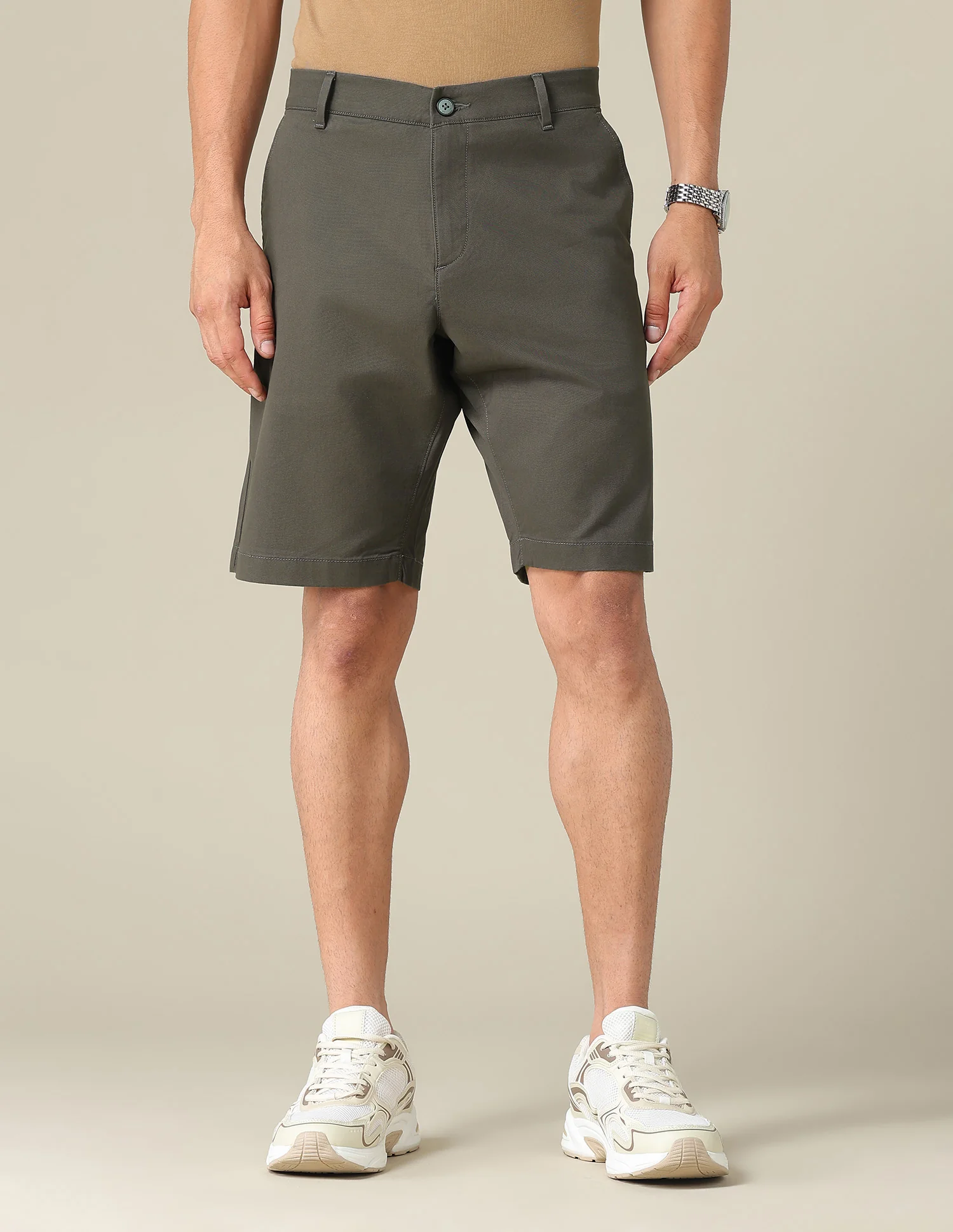 Solid Slim Fit Shorts - Image 6