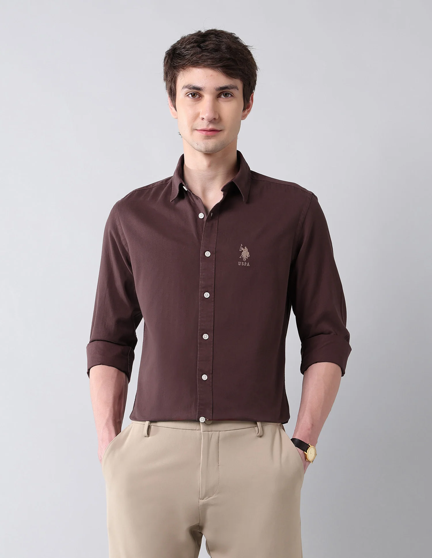 Solid Slim Fit Twill Shirt