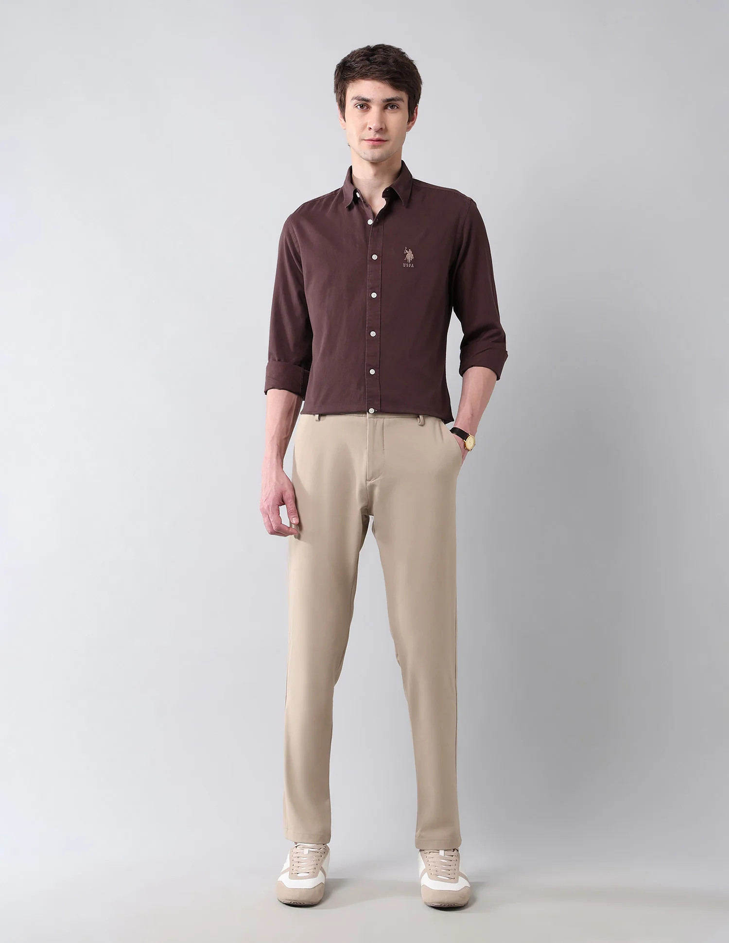 Solid Slim Fit Twill Shirt - Image 3