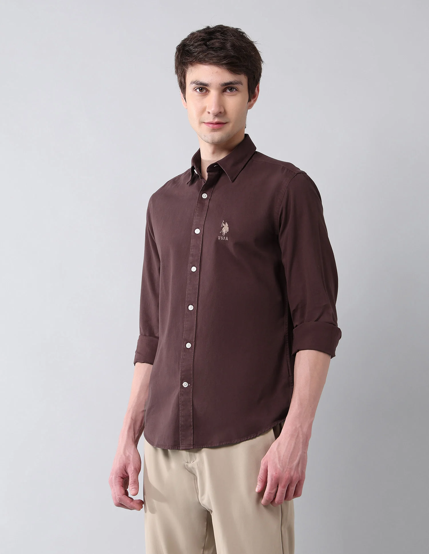 Solid Slim Fit Twill Shirt - Image 4