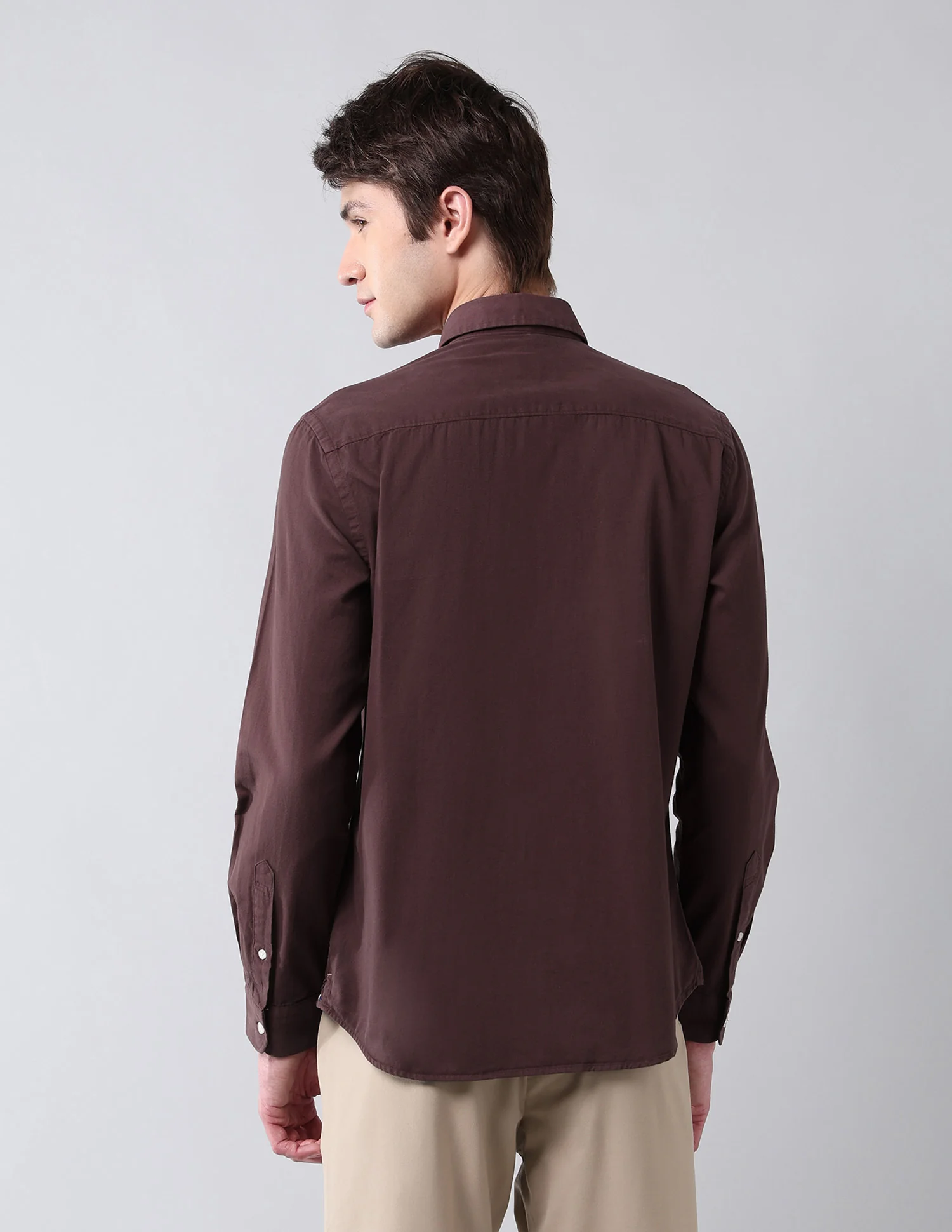 Solid Slim Fit Twill Shirt - Image 5