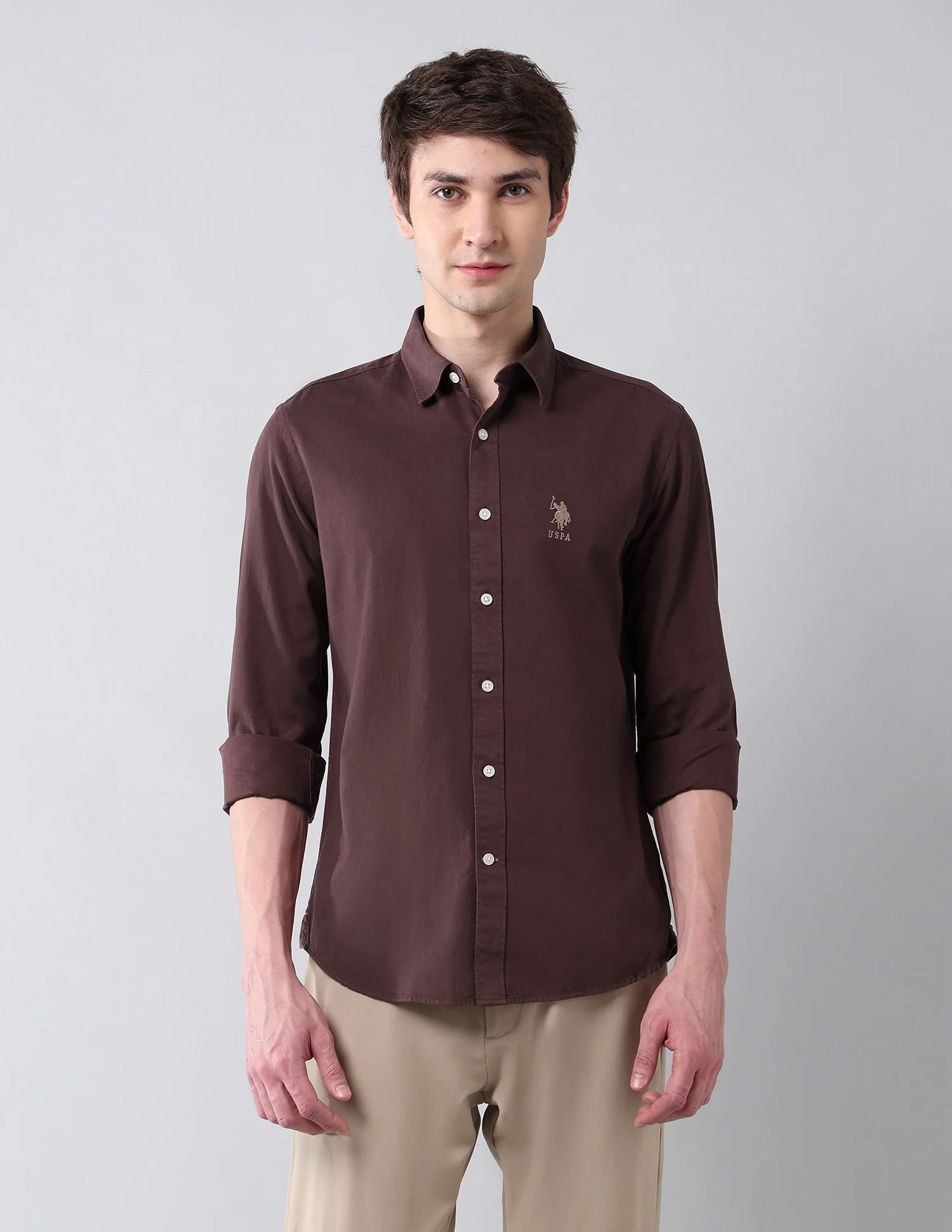 Solid Slim Fit Twill Shirt - Image 6