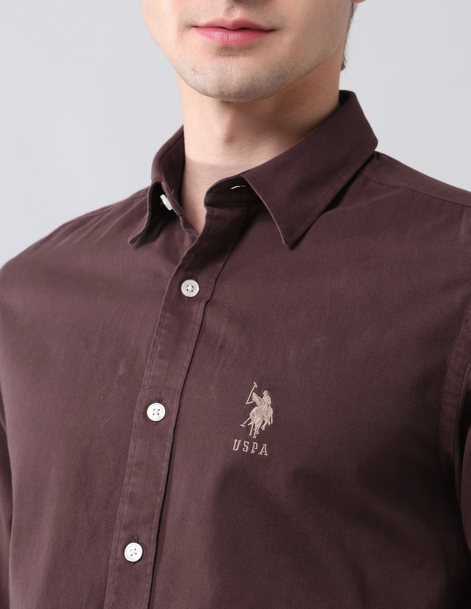 Solid Slim Fit Twill Shirt - Image 7