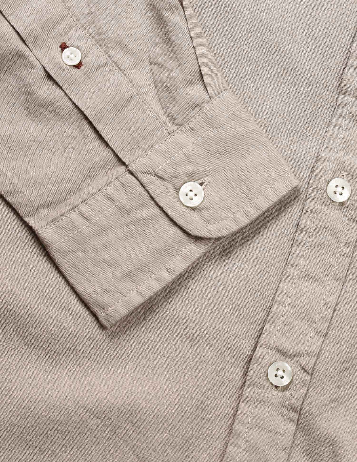 Solid Slub Mandarin Collar Shirt - Image 8