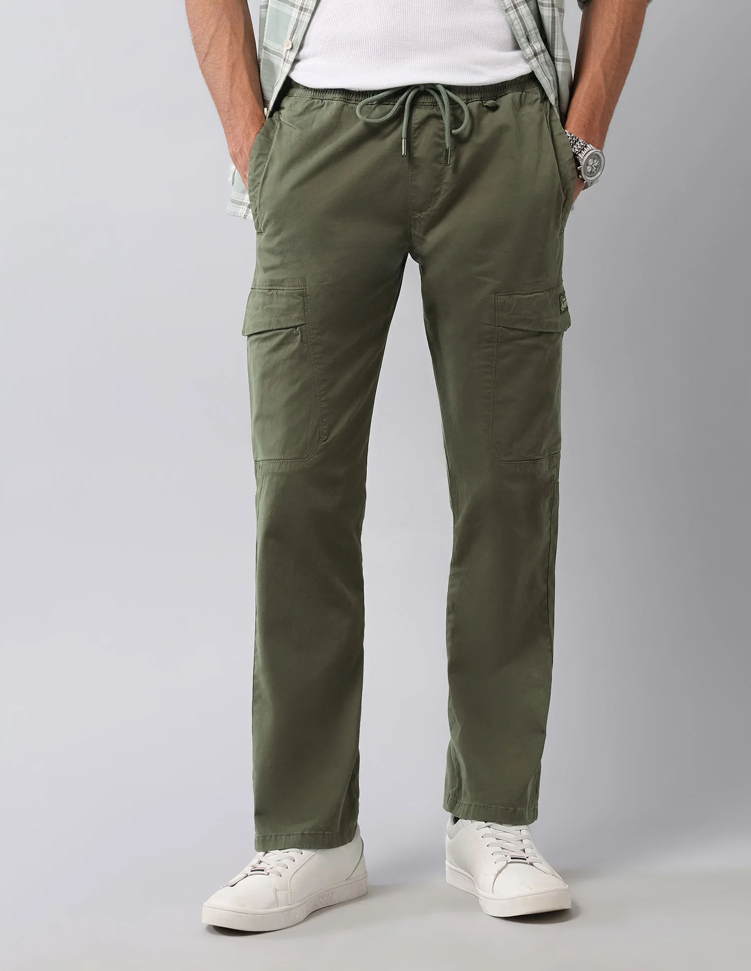 Solid Straight Fit Cargos