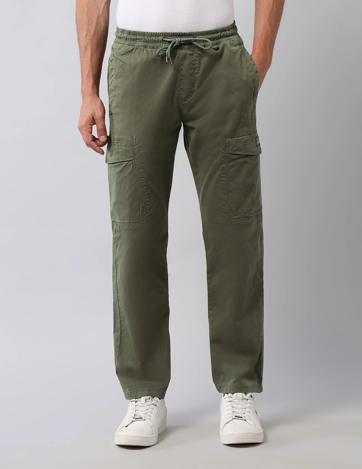 Solid Straight Fit Cargos - Image 6