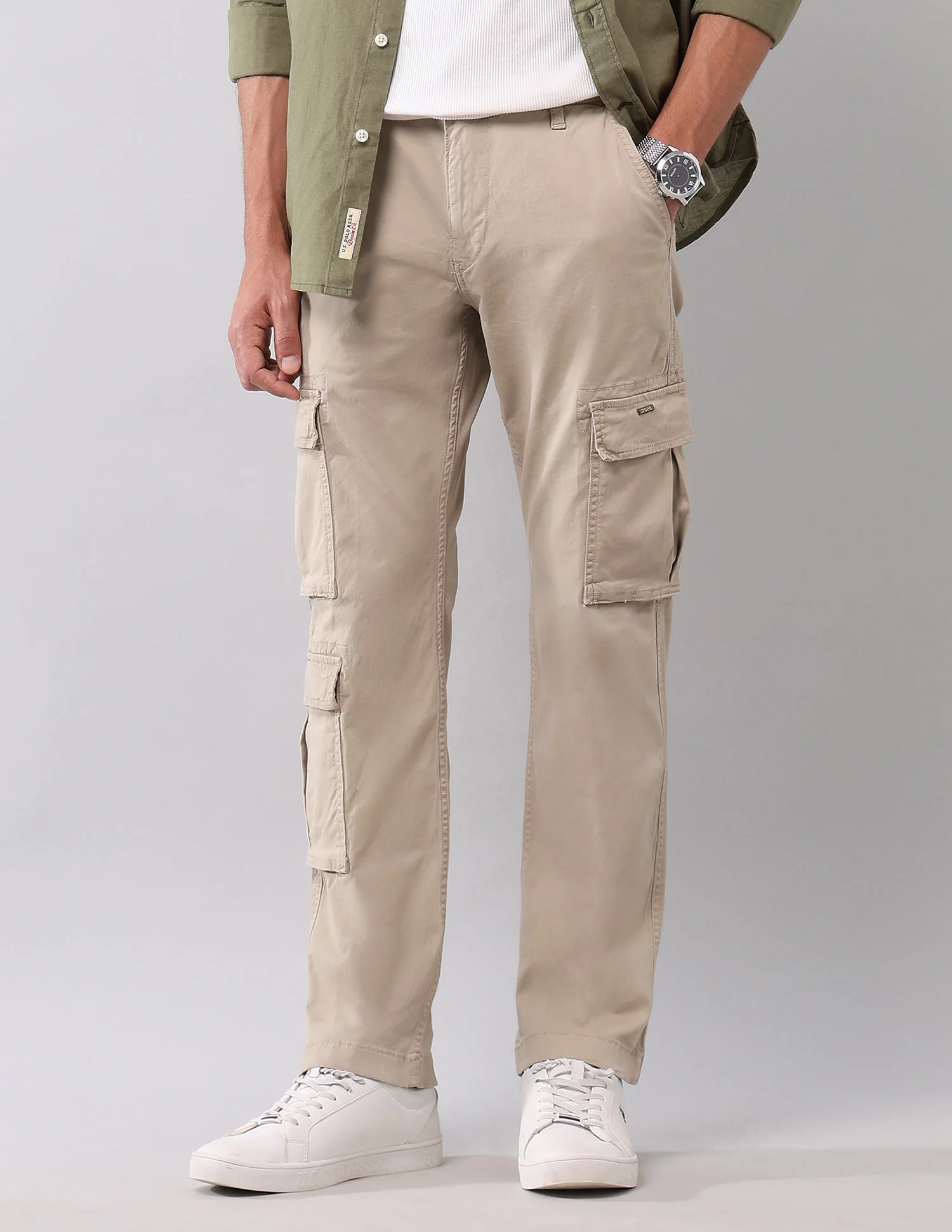 Solid Straight Fit Cargos