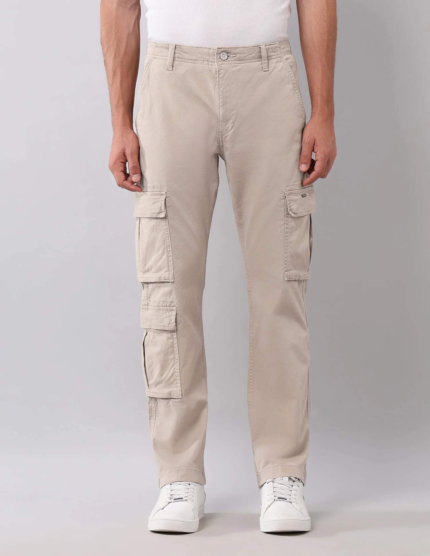 Solid Straight Fit Cargos - Image 6