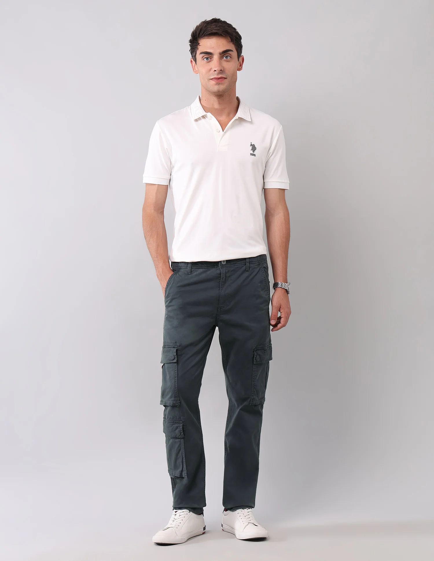 Solid Straight Fit Cargos - Image 3