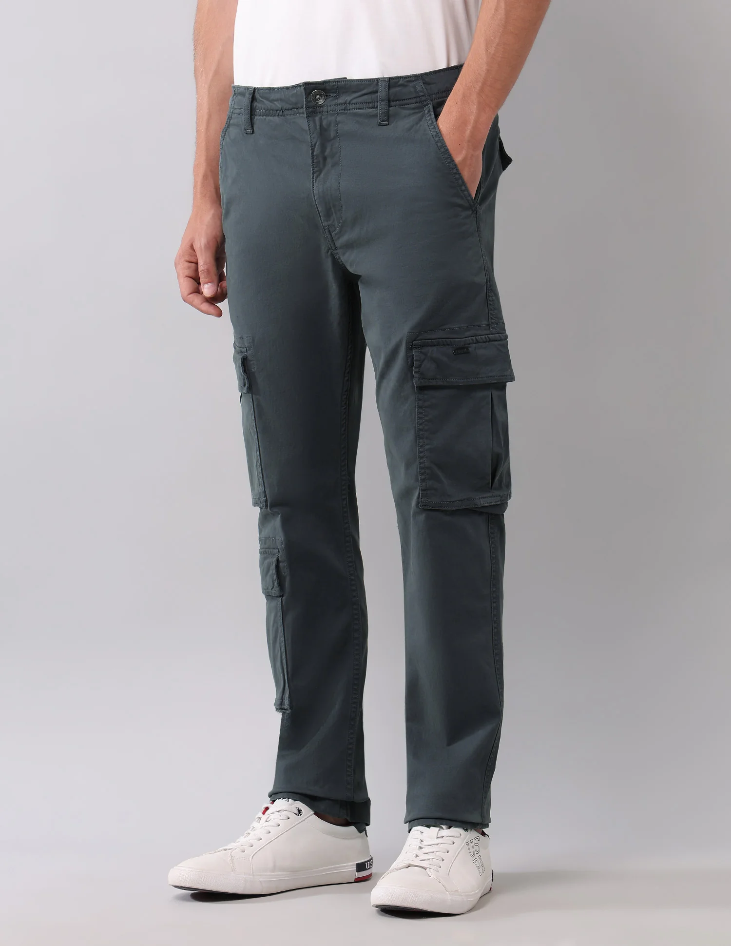 Solid Straight Fit Cargos - Image 4