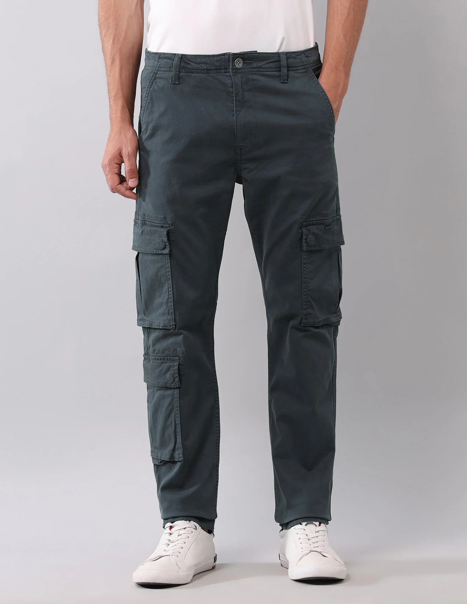 Solid Straight Fit Cargos - Image 6
