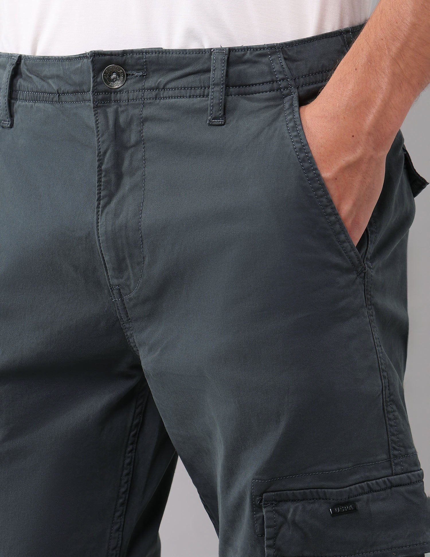 Solid Straight Fit Cargos - Image 7