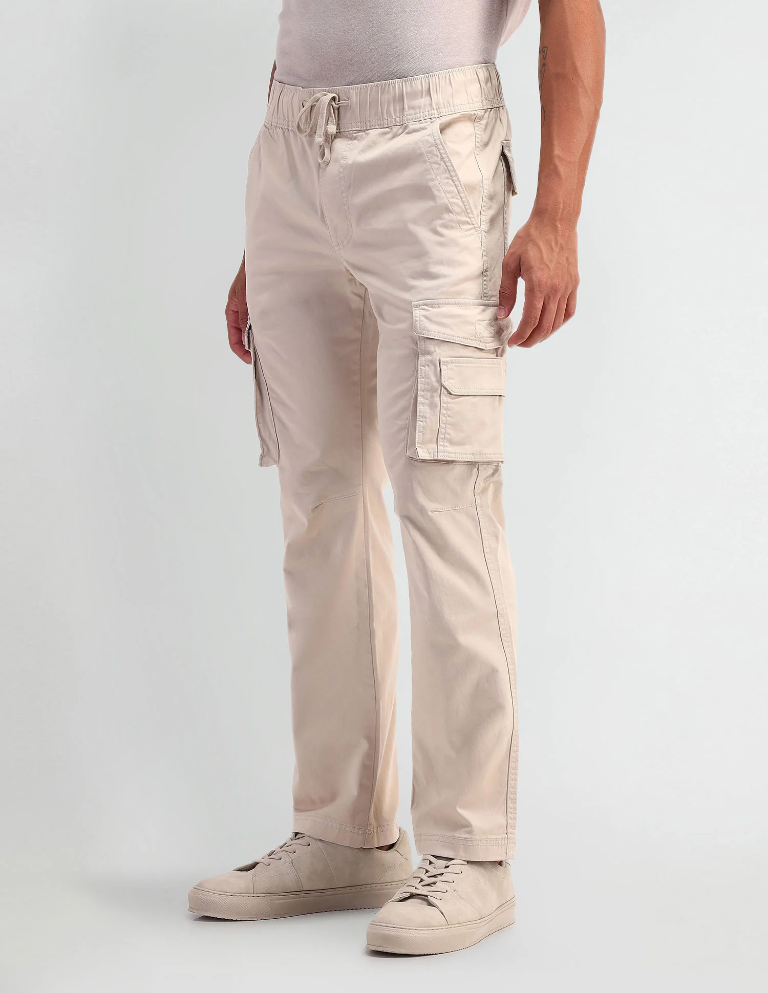 Solid Straight Fit Trousers - Image 4