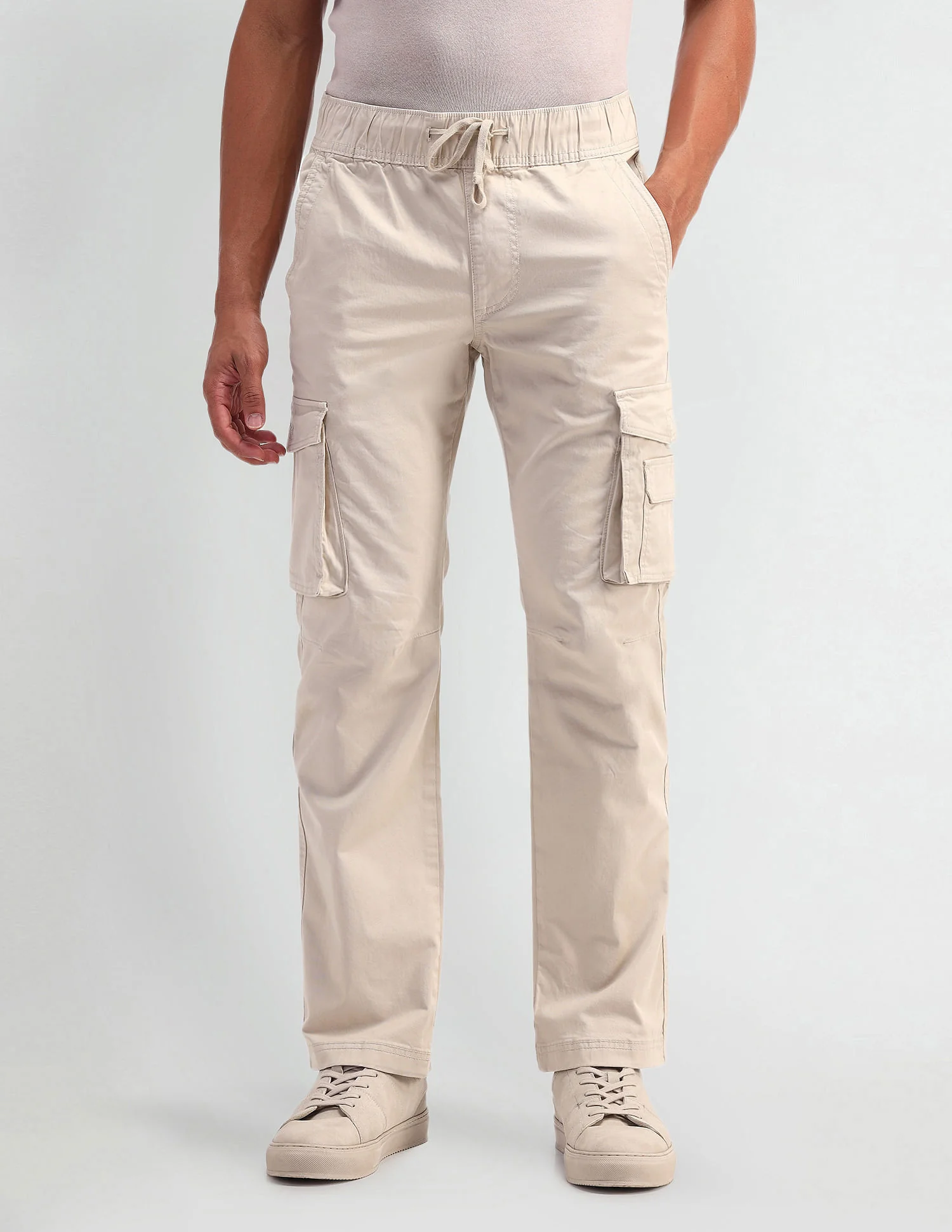 Solid Straight Fit Trousers - Image 6