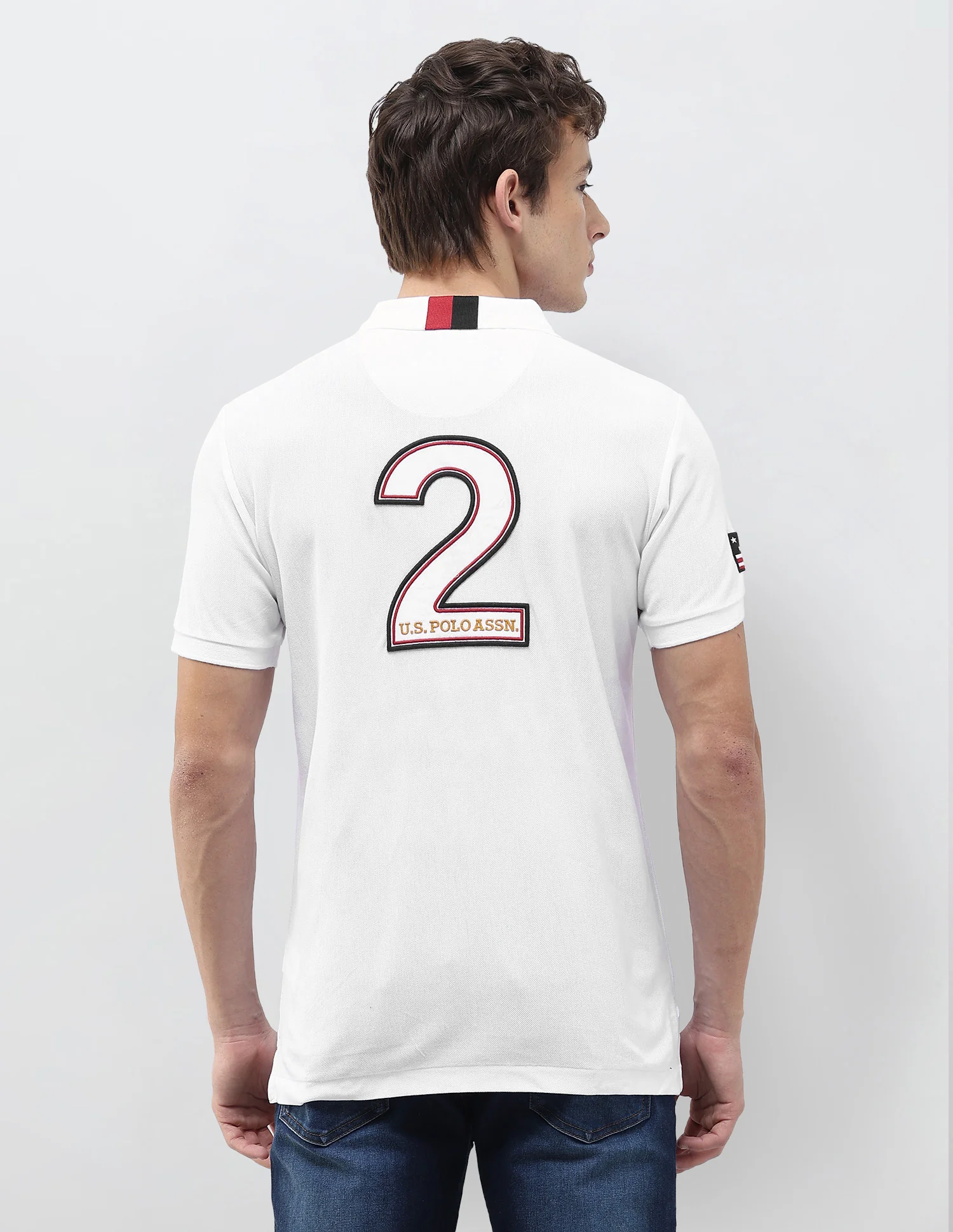 Solid Stripe Detail Embroidered Slim Fit Polo Shirt - Image 5