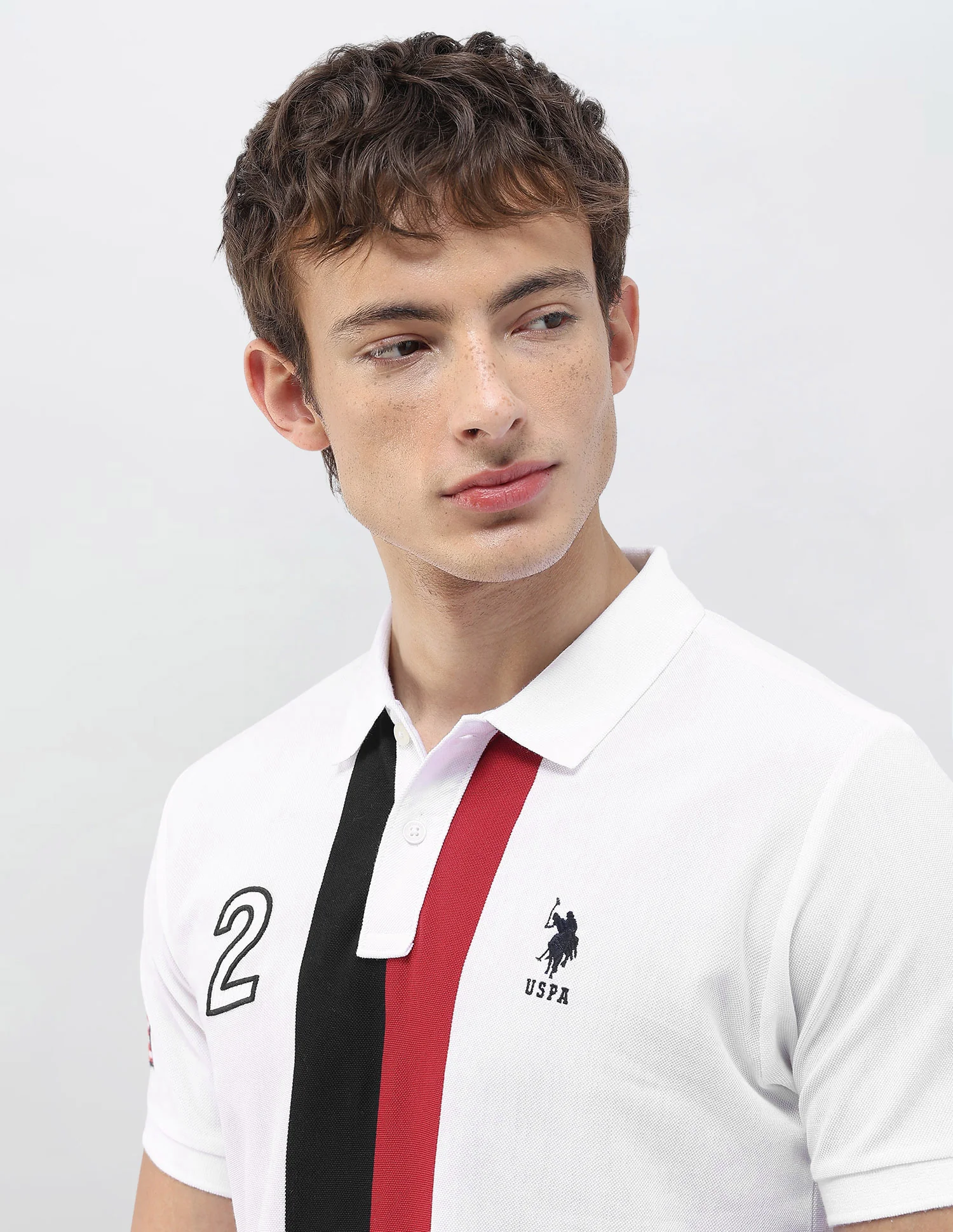 Solid Stripe Detail Embroidered Slim Fit Polo Shirt - Image 7