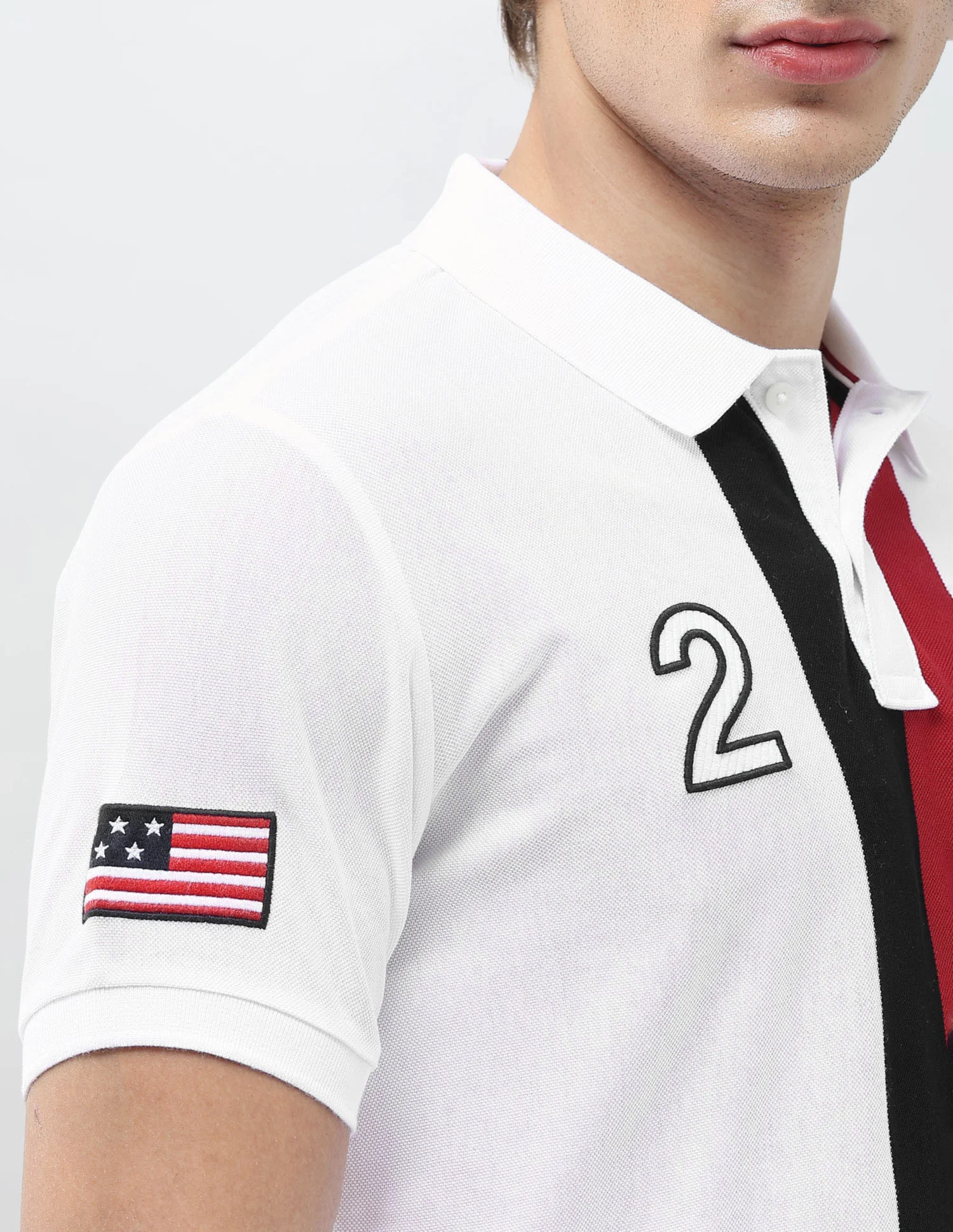 Solid Stripe Detail Embroidered Slim Fit Polo Shirt - Image 8