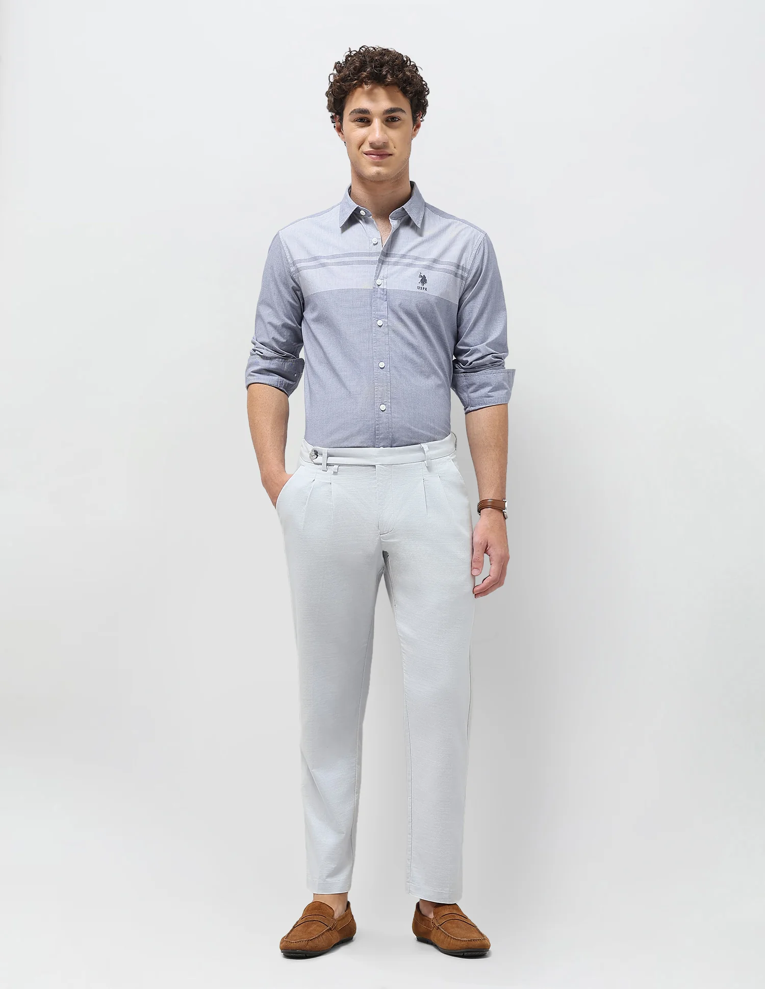 Solid Stripe Detail Regular Fit Shirt - Image 3