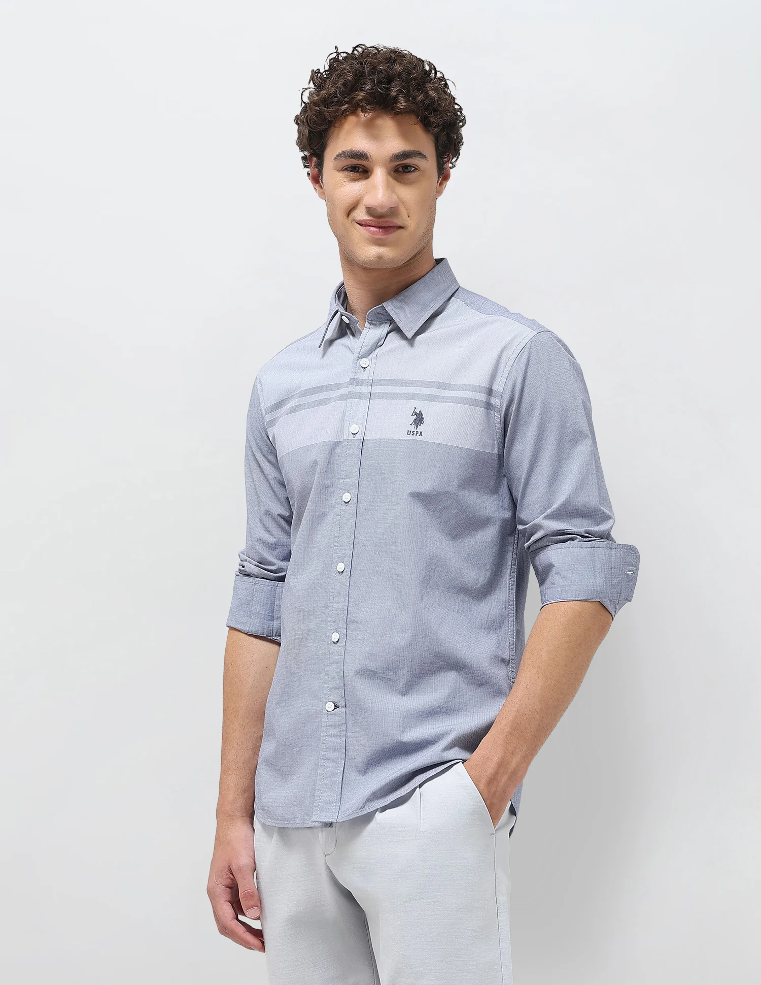 Solid Stripe Detail Regular Fit Shirt - Image 4