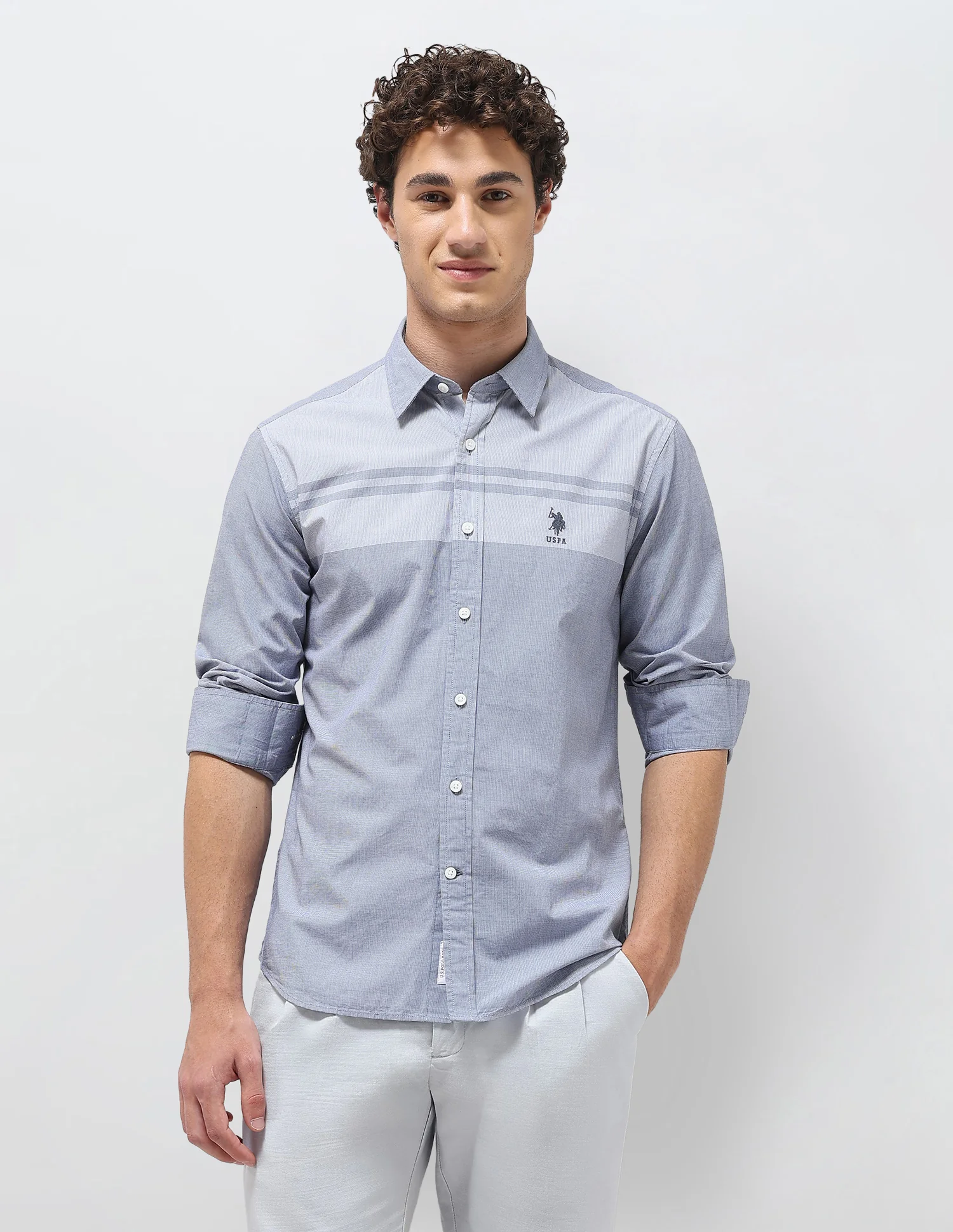 Solid Stripe Detail Regular Fit Shirt - Image 6