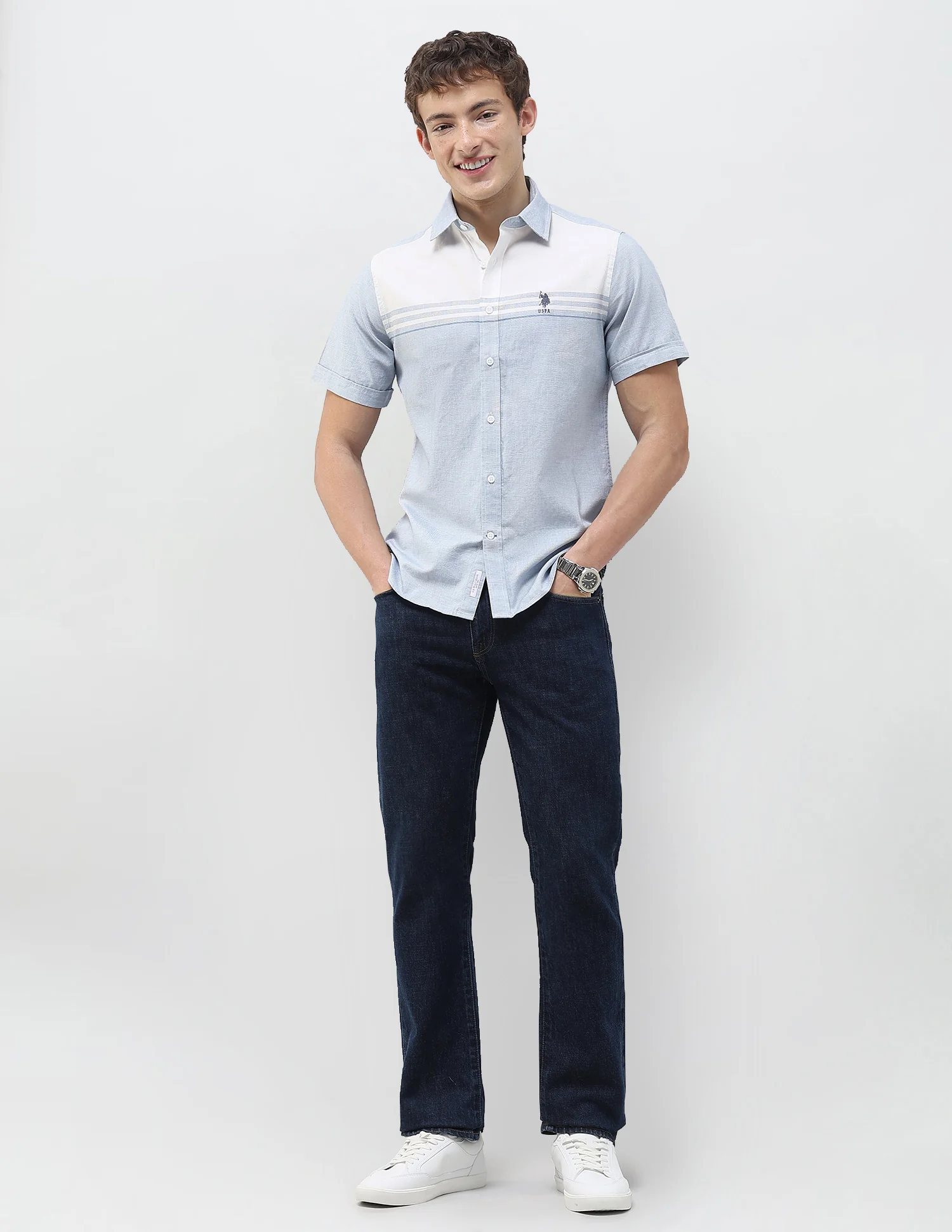 Solid Stripe Detail Regular Fit Shirt - Image 3