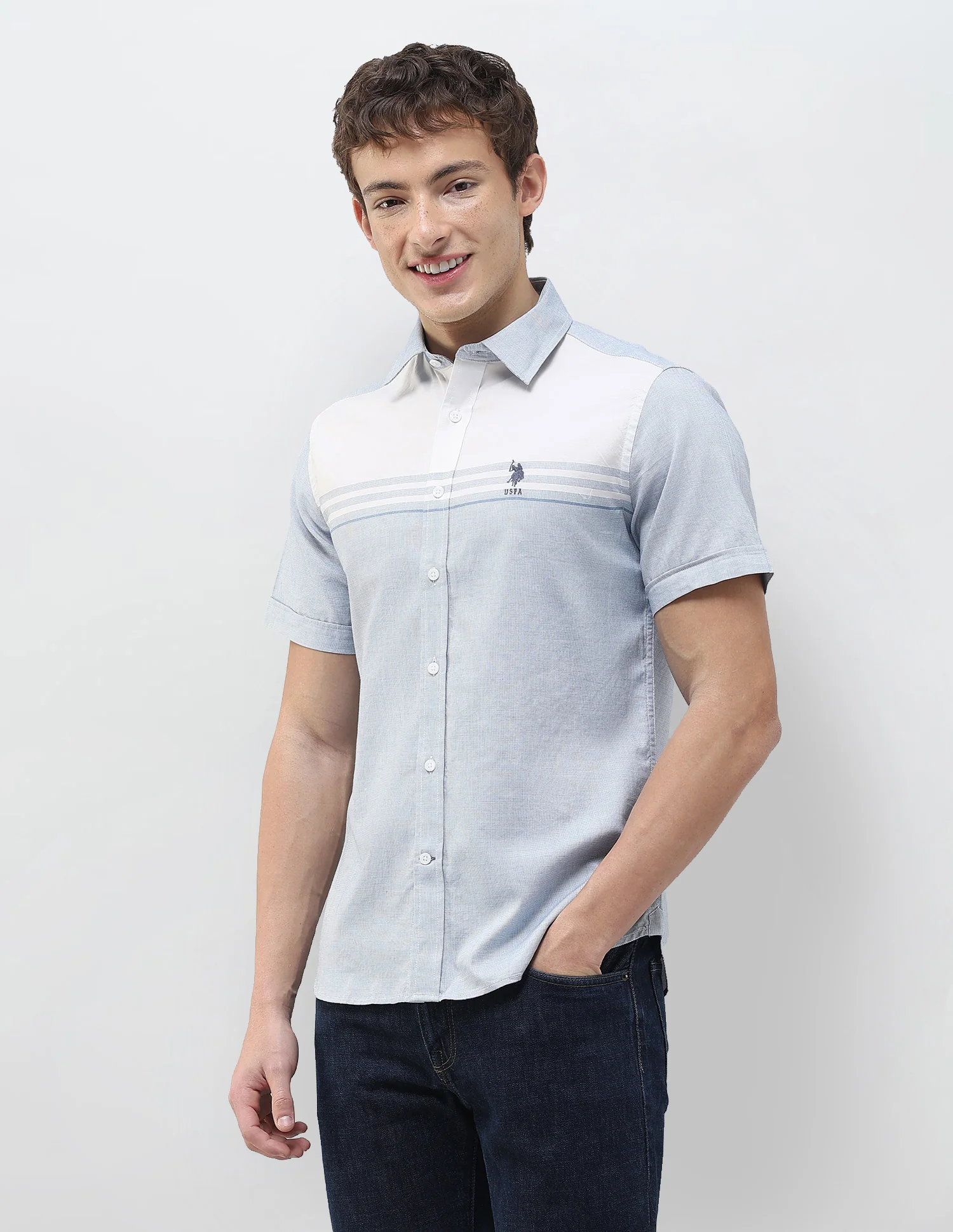 Solid Stripe Detail Regular Fit Shirt - Image 4