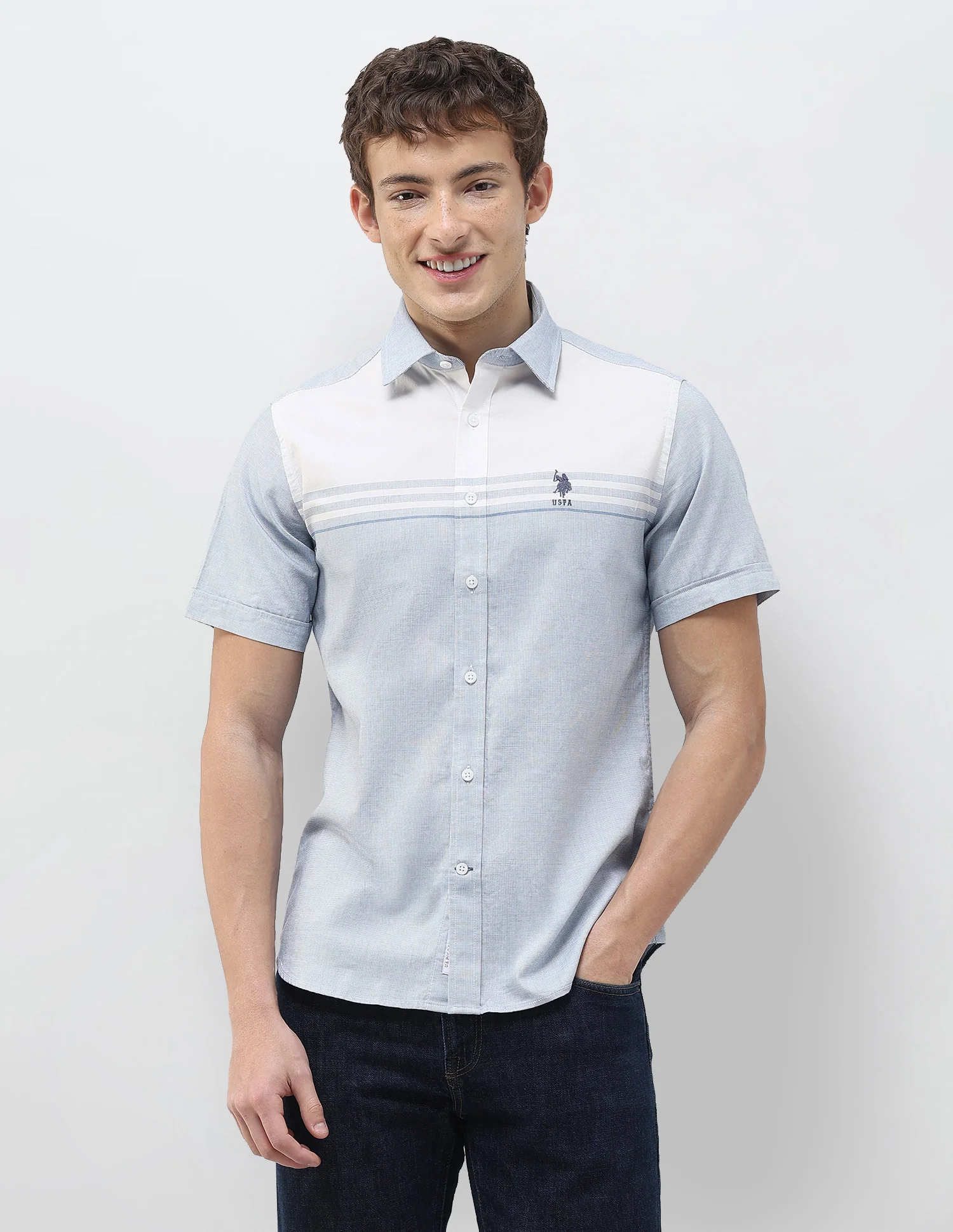 Solid Stripe Detail Regular Fit Shirt - Image 6