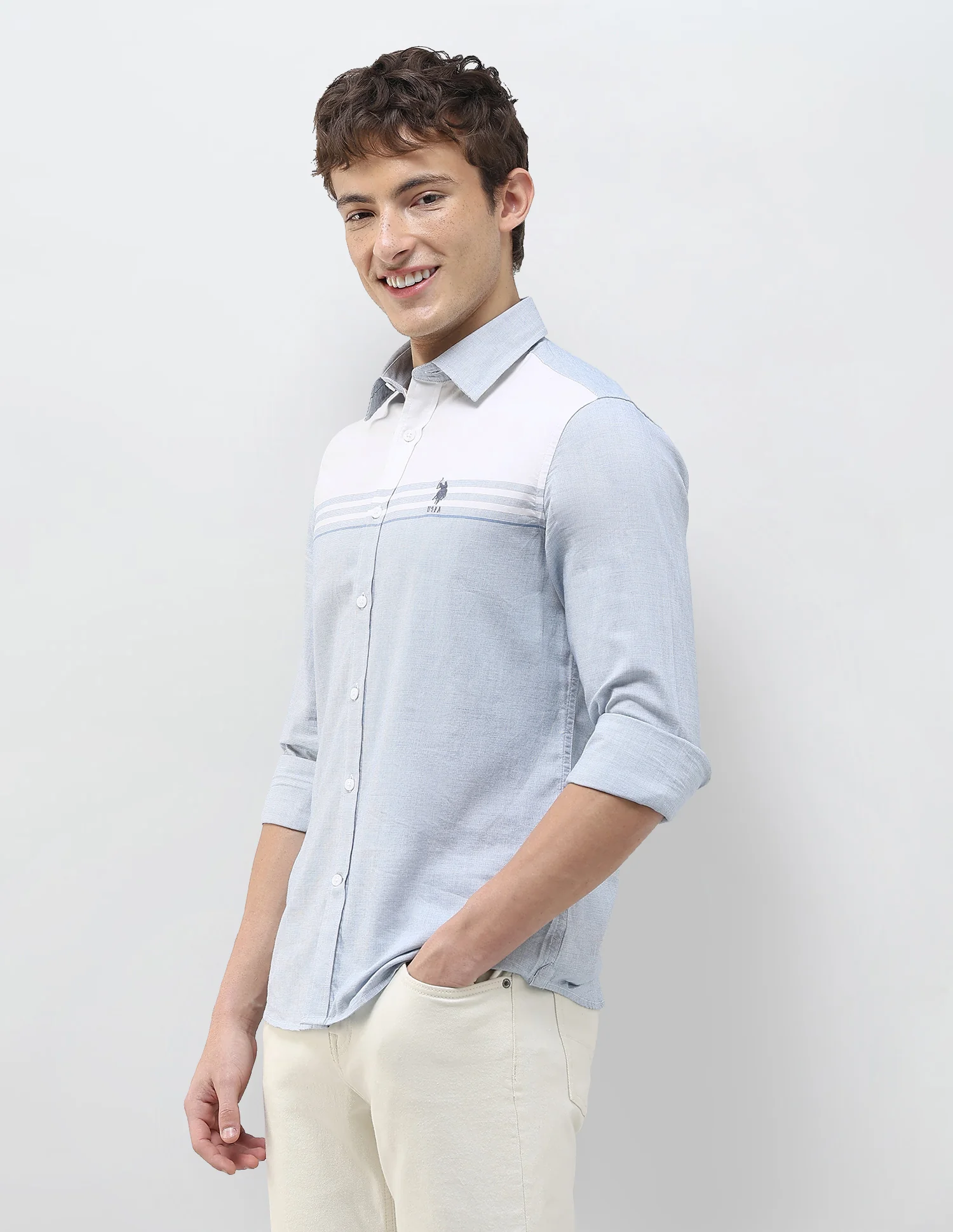 Solid Stripe Detail Regular Fit Shirt - Image 4