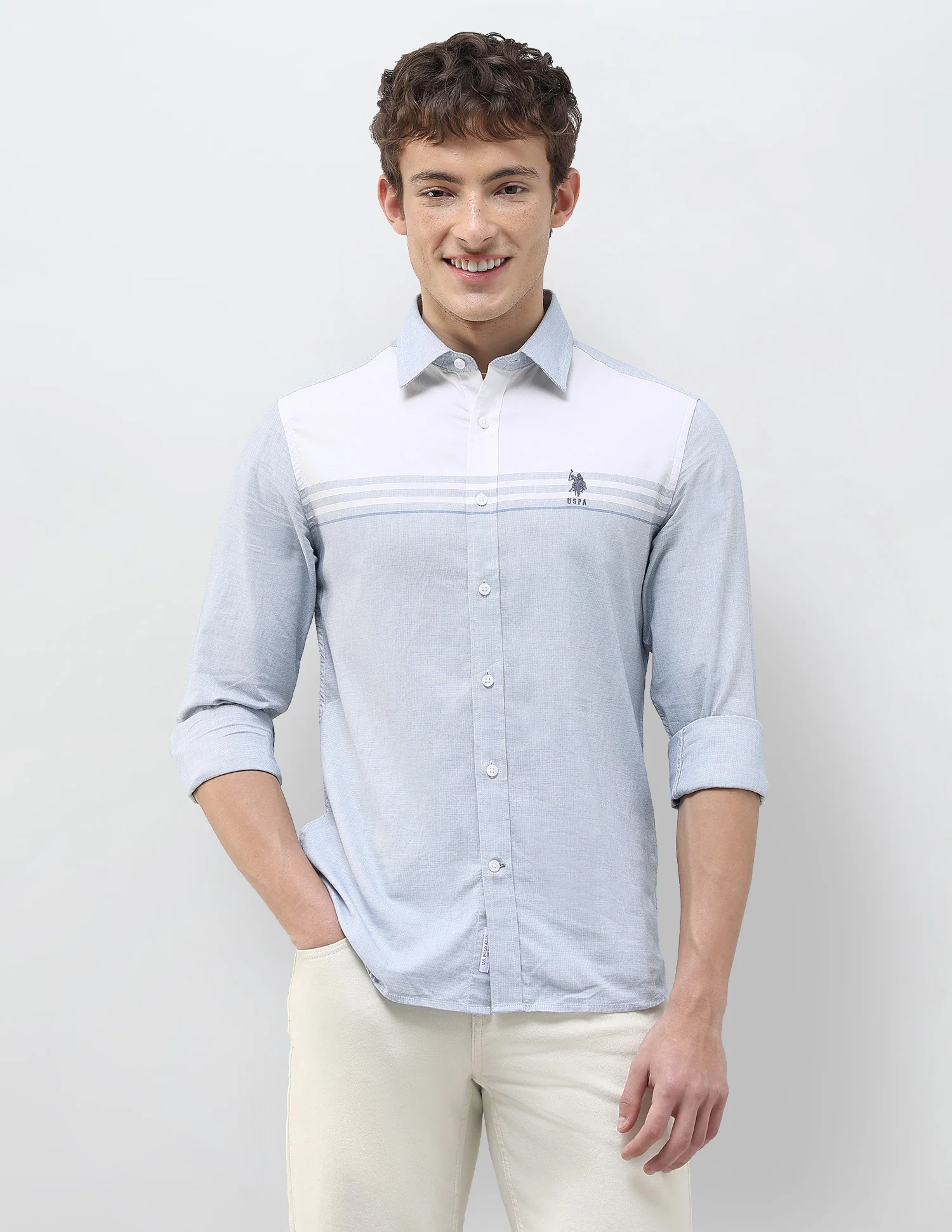 Solid Stripe Detail Regular Fit Shirt - Image 6