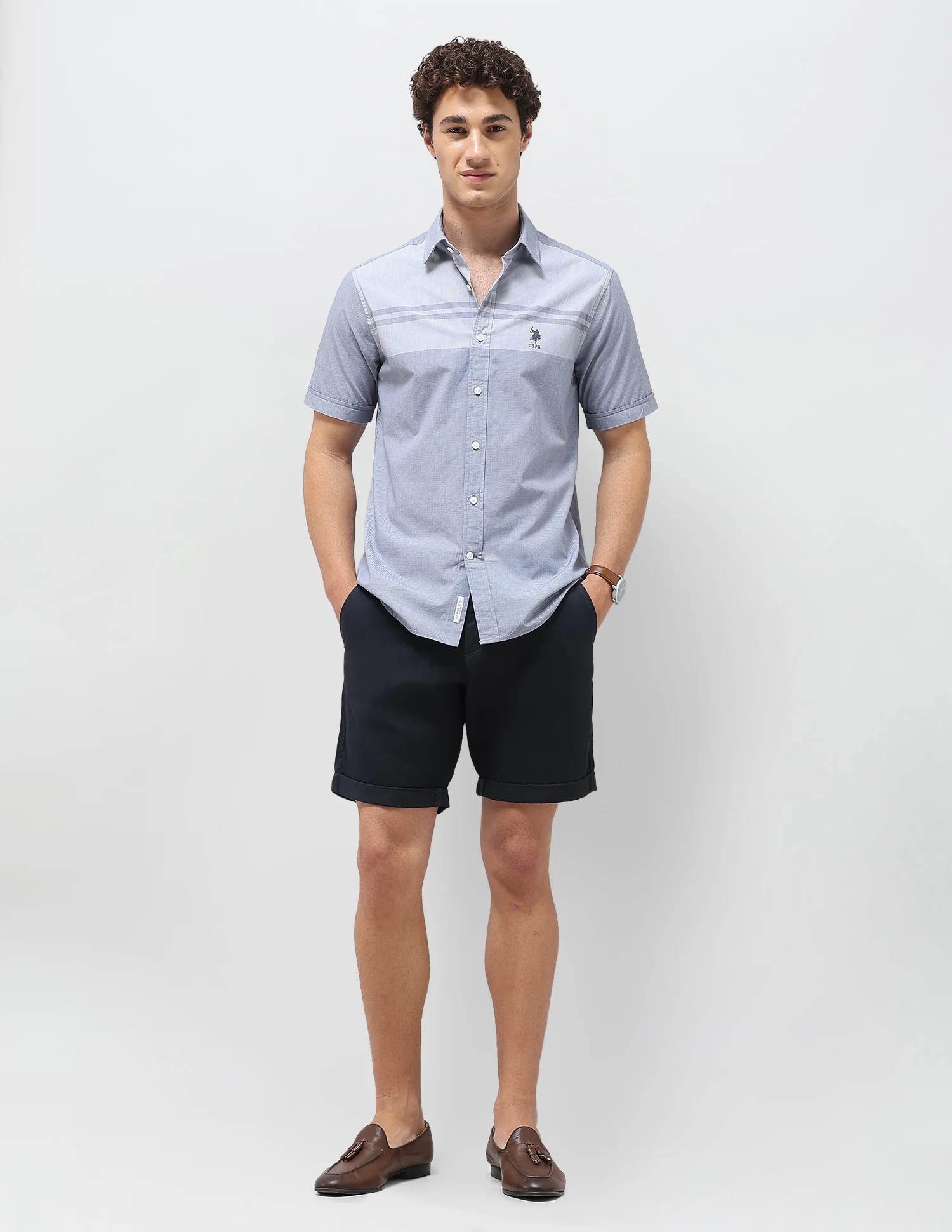 Solid Stripe Detail Regular Fit Shirt - Image 3