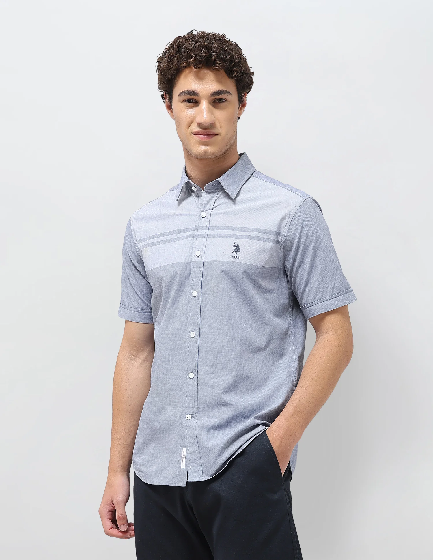 Solid Stripe Detail Regular Fit Shirt - Image 4
