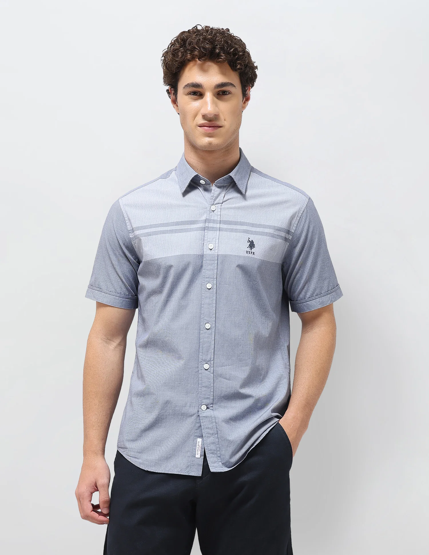 Solid Stripe Detail Regular Fit Shirt - Image 6